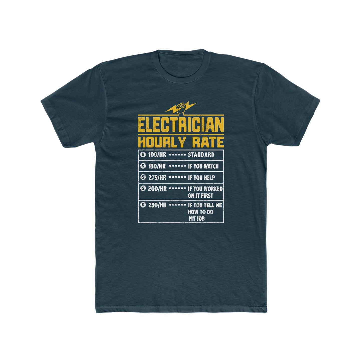 Funny Electrician Hourly Rate gifts for Electrician Men's Cotton Crew Tee