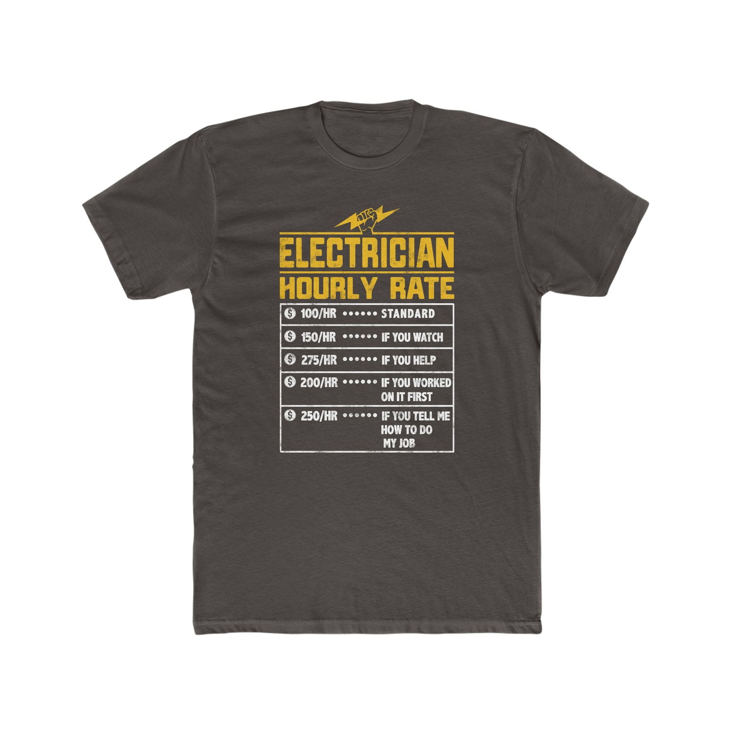 Funny Electrician Hourly Rate gifts for Electrician Men's Cotton Crew Tee