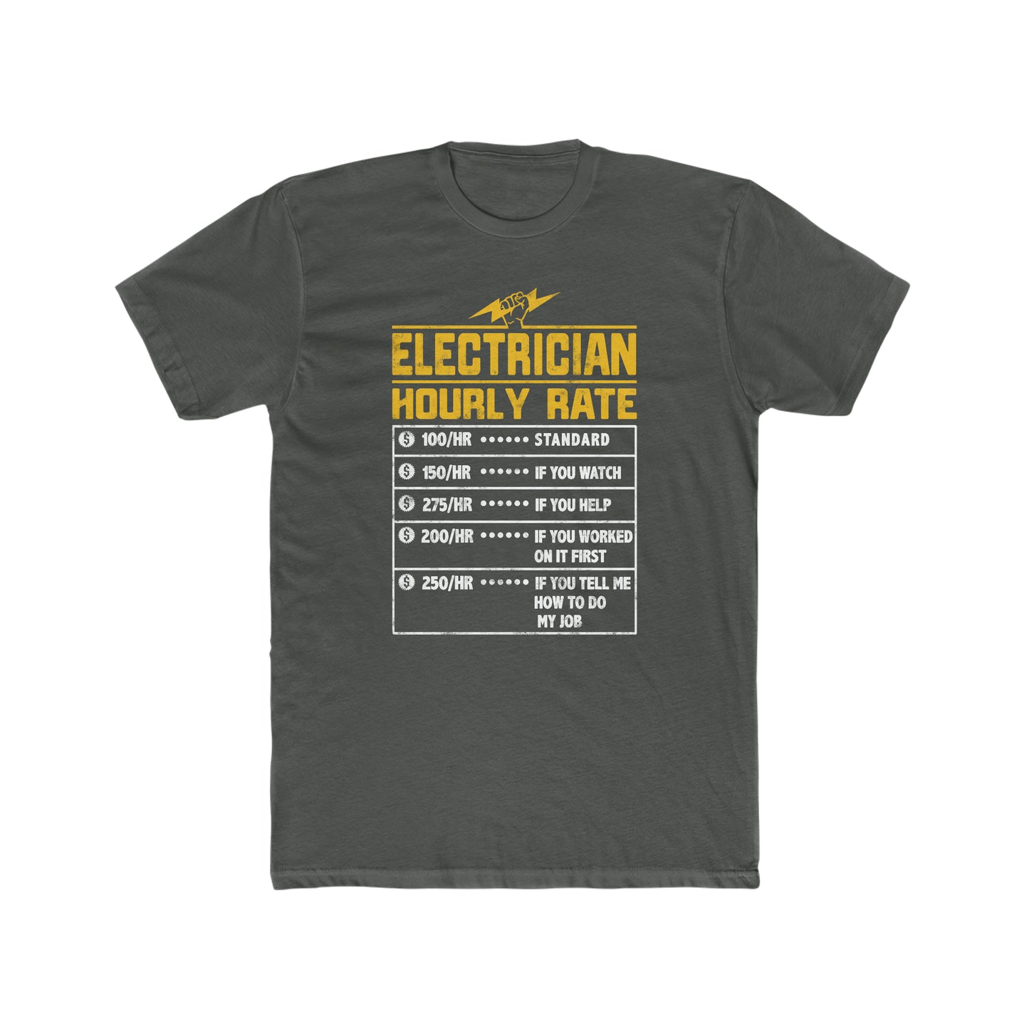 Funny Electrician Hourly Rate gifts for Electrician Men's Cotton Crew Tee