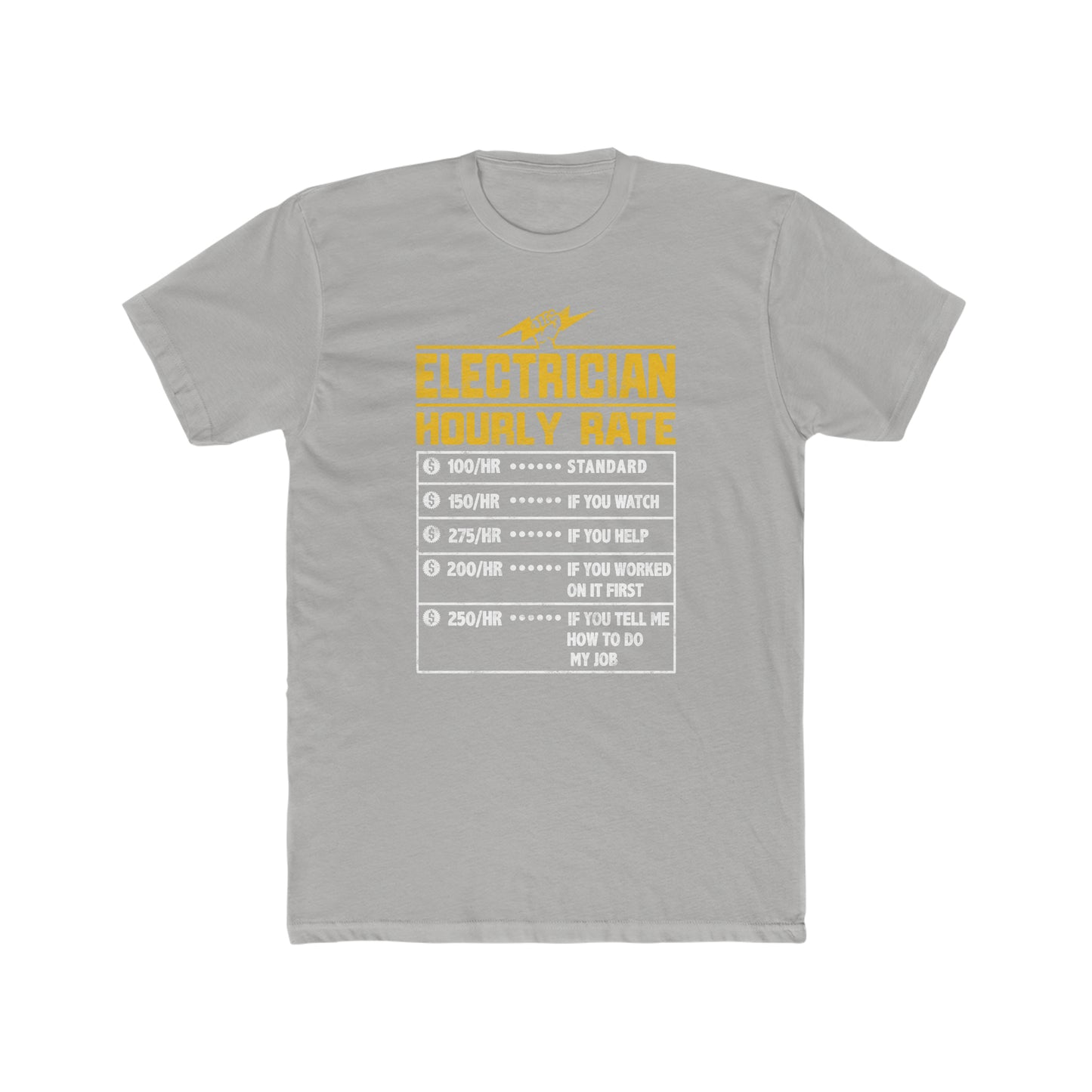 Funny Electrician Hourly Rate gifts for Electrician Men's Cotton Crew Tee