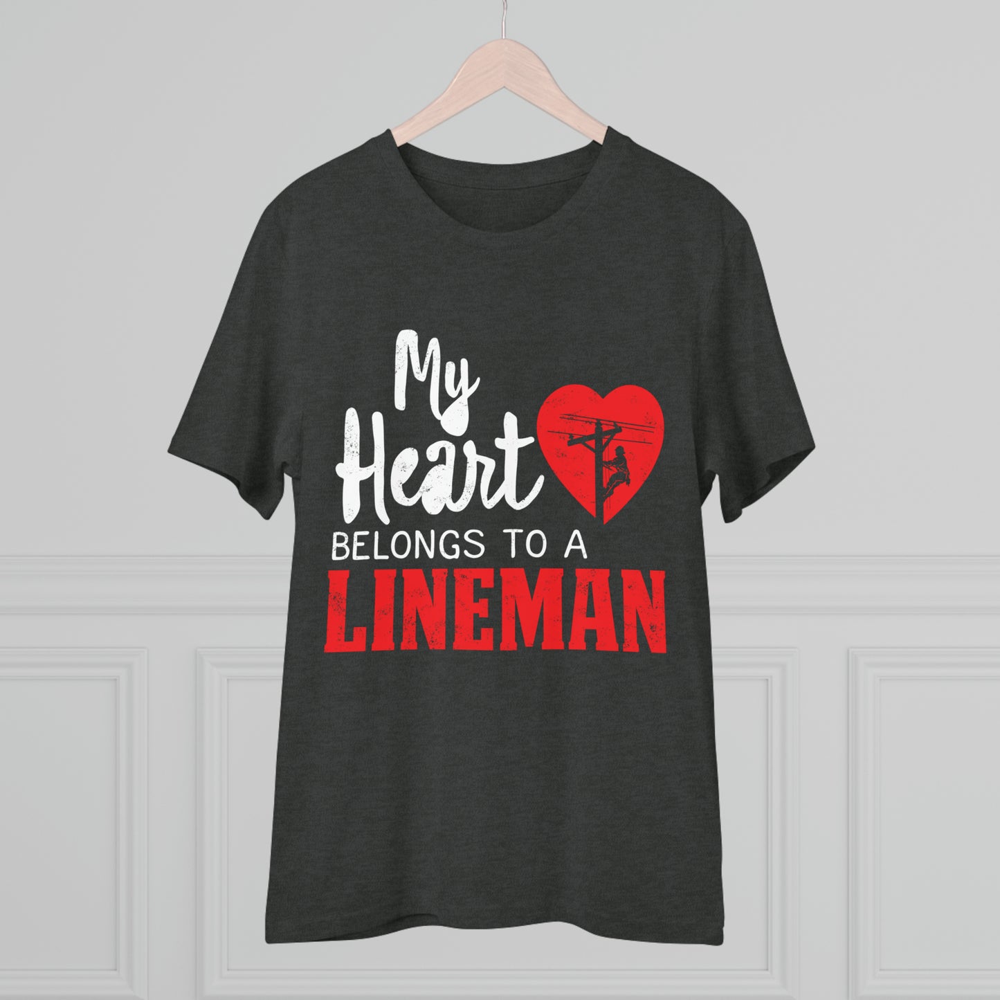 My Heart Belongs to a Electric Cable Lineman Organic Creator T-shirt - Unisex