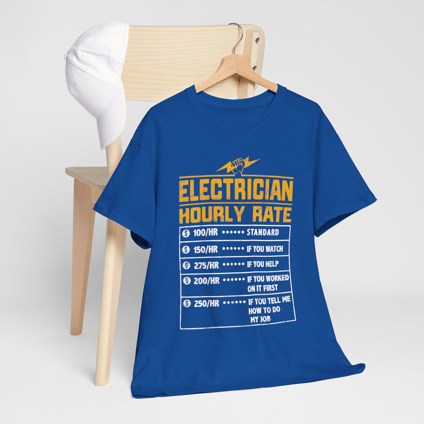 Funny Electrician Hourly Rate gifts for Electrician Unisex Heavy Cotton Tee