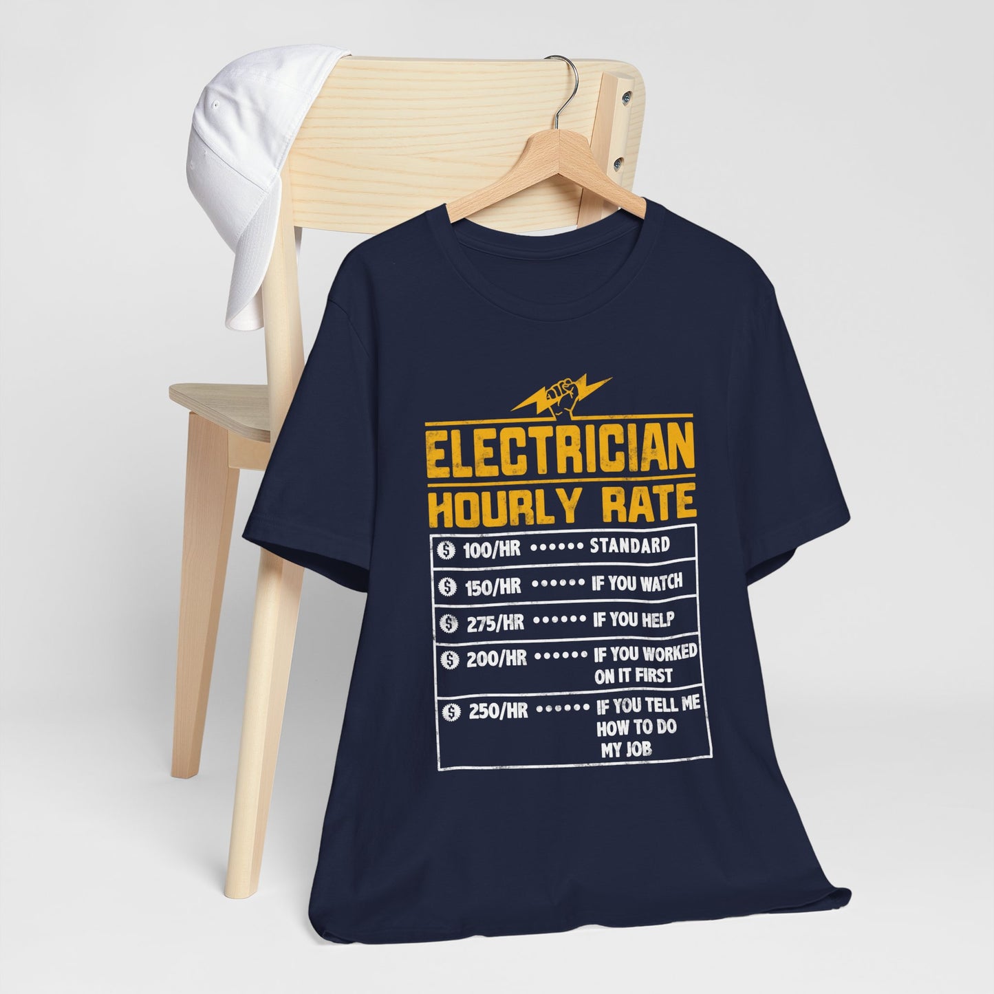 Funny Electrician Hourly Rate Gifts for Electrician Unisex Jersey Short Sleeve Tee