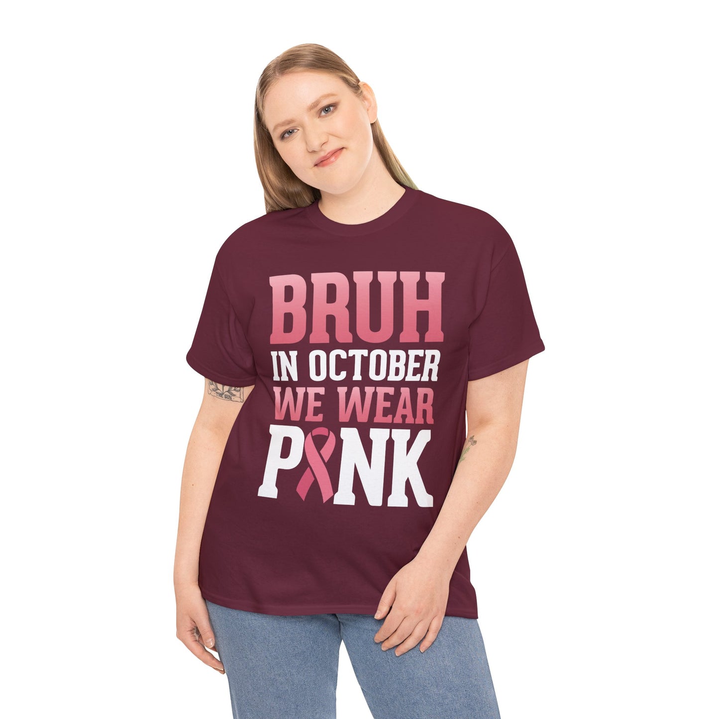 In October We Wear Pink Breast Cancer Awareness Womens Tee