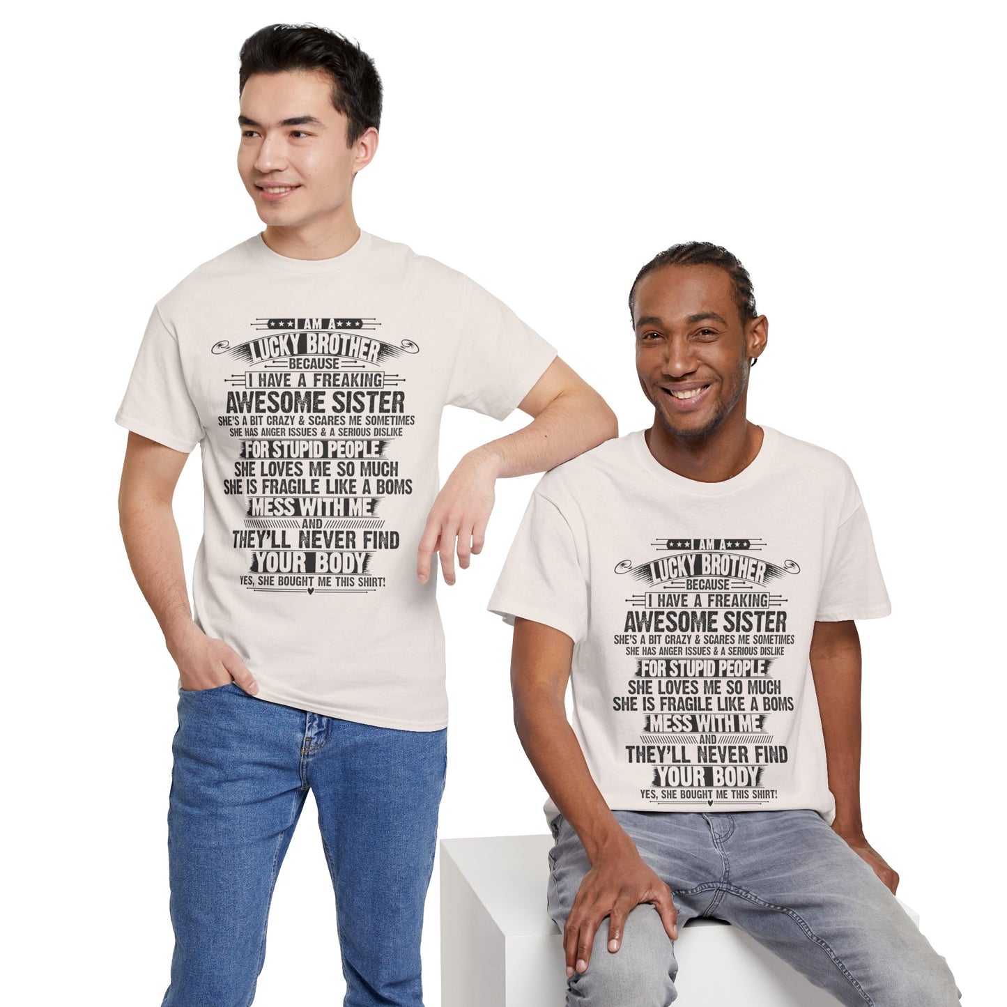 I Am A Lucky Brother Christmas Gift For Brother From Sister T-Shirt