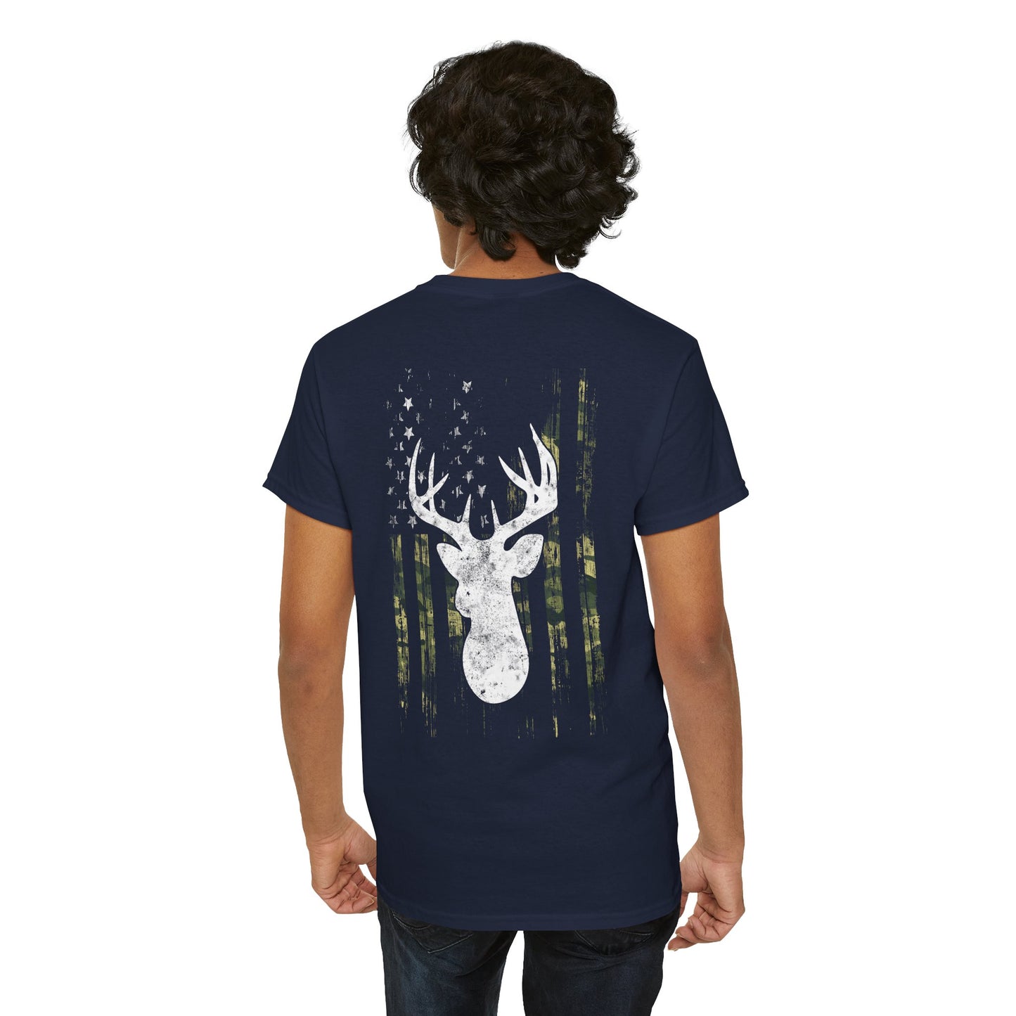 Camouflage USA Flag Whitetail Buck Tee