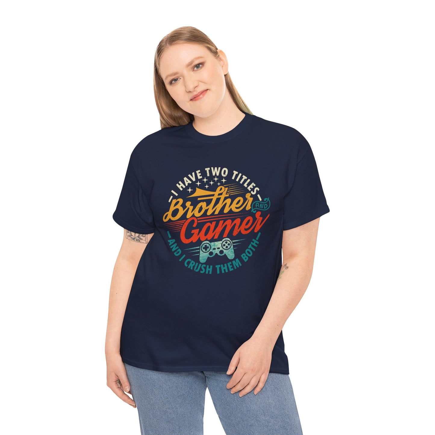 Funny Gamer Vintage Unisex Tee - I Have Two Titles Brother and Gamer Gift