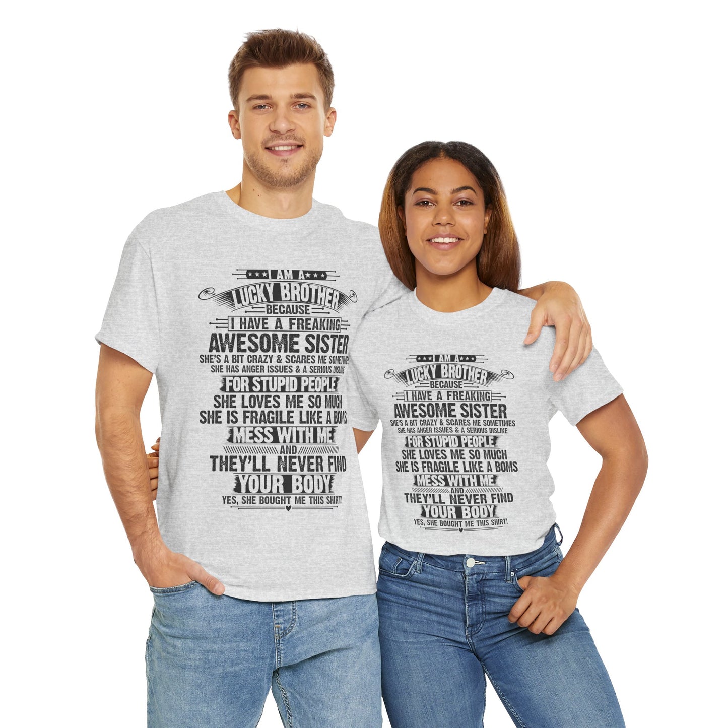 I Am A Lucky Brother Christmas Gift For Brother From Sister T-Shirt