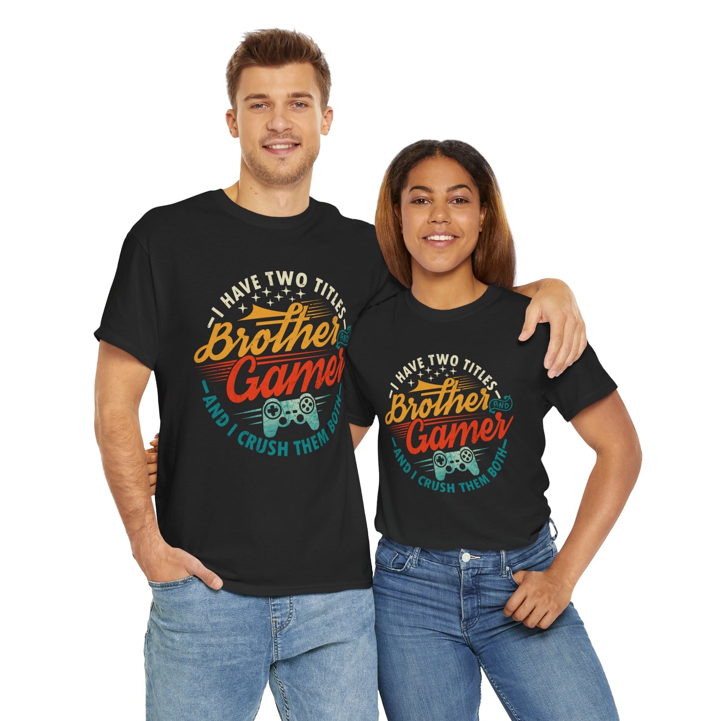 Funny Gamer Vintage Unisex Tee - I Have Two Titles Brother and Gamer Gift