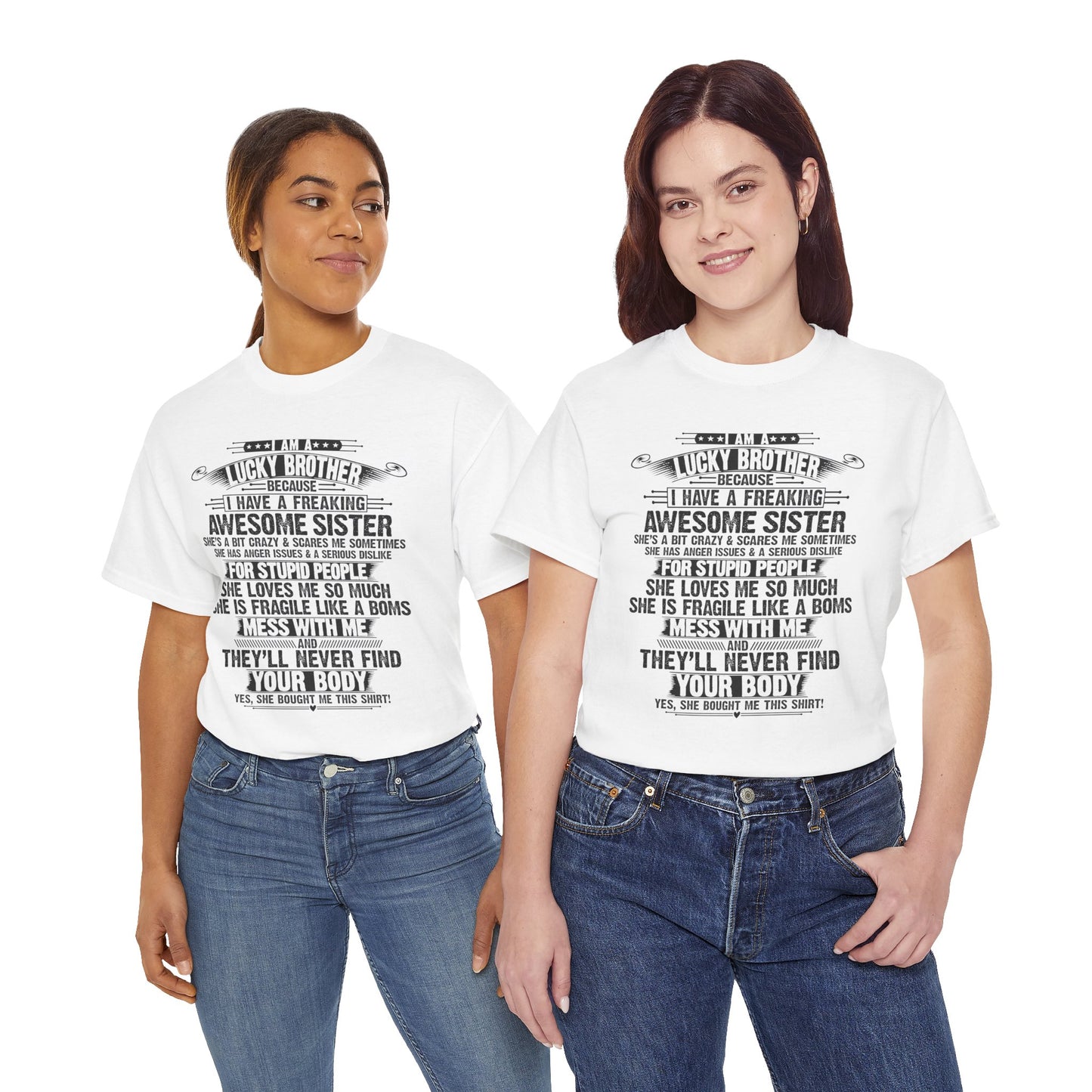 I Am A Lucky Brother Christmas Gift For Brother From Sister T-Shirt