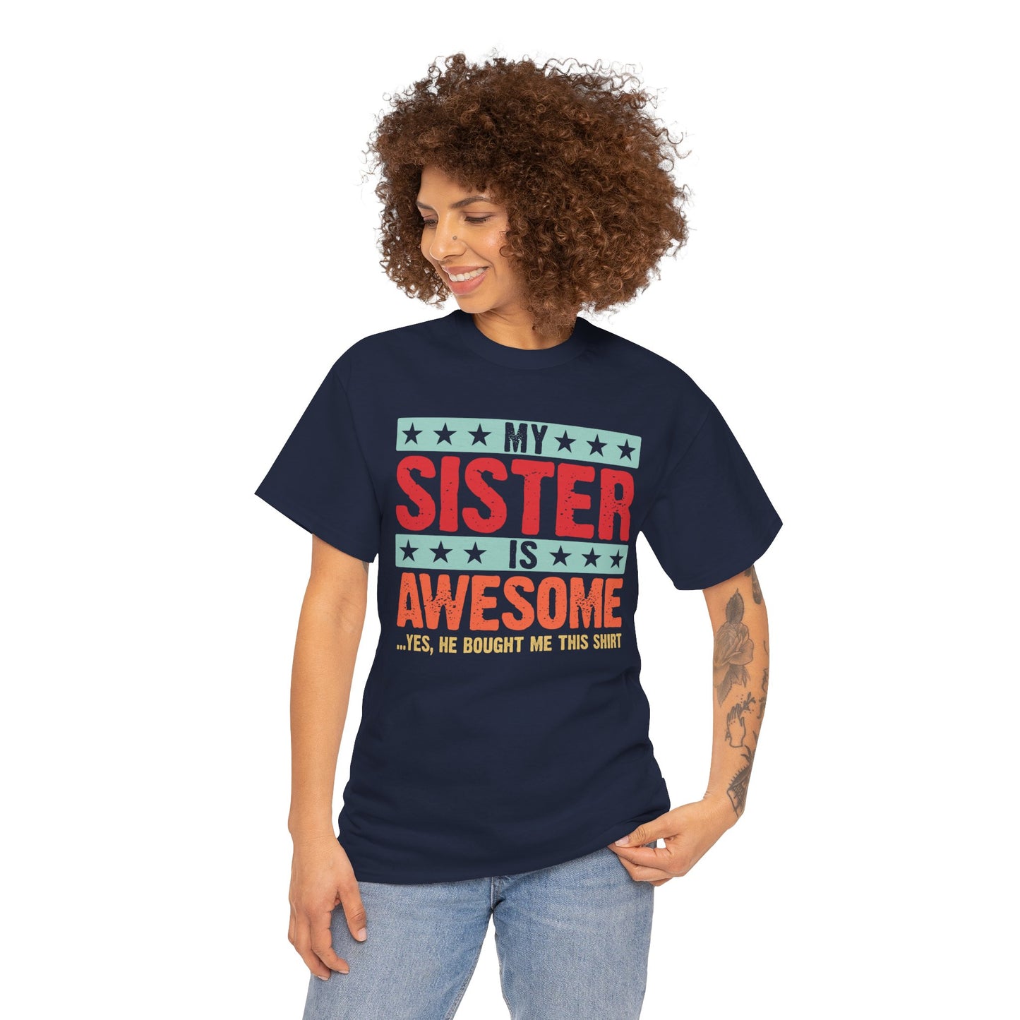 Retro Style My Sister is Awesome Funny Sister Lovers Brother Gift T-Shirt