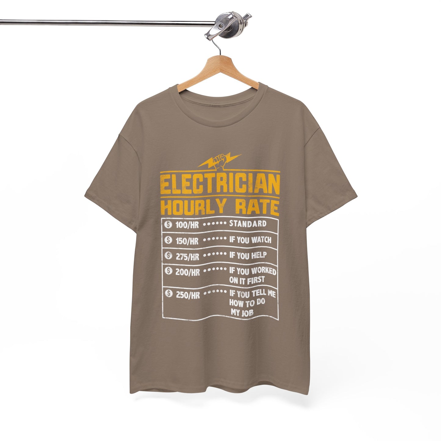 Funny Electrician Hourly Rate gifts for Electrician Unisex Heavy Cotton Tee