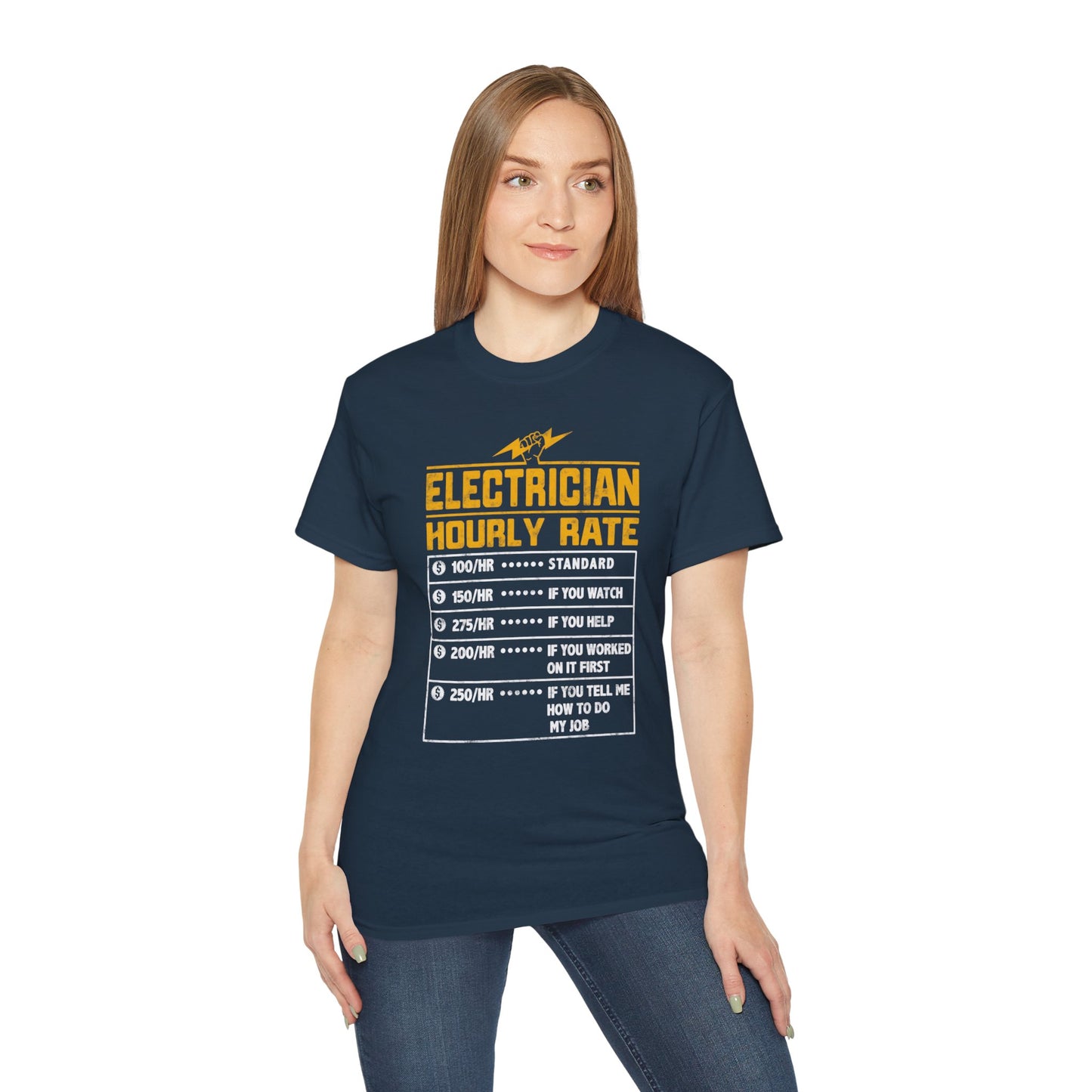Funny Electrician Hourly Rate Unisex Ultra Cotton Tee