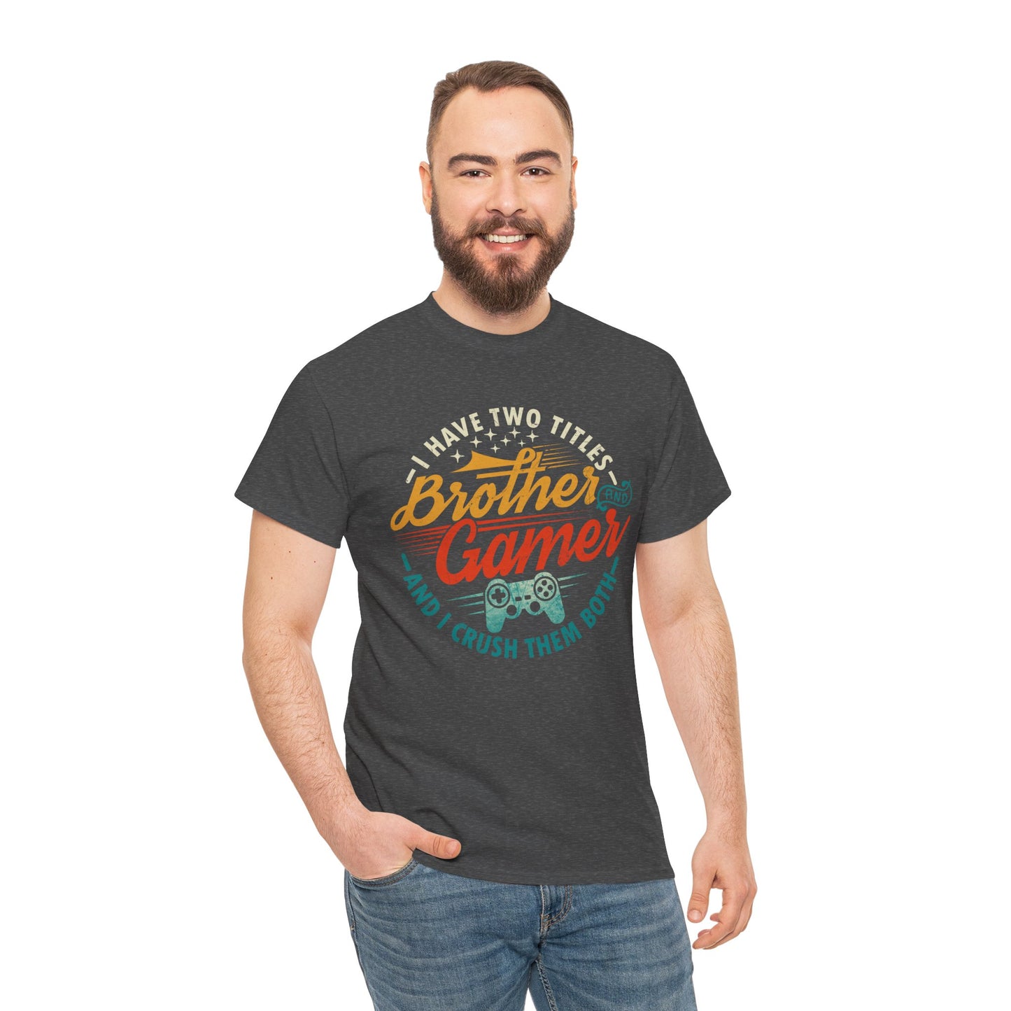 Funny Gamer Vintage Unisex Tee - I Have Two Titles Brother and Gamer Gift