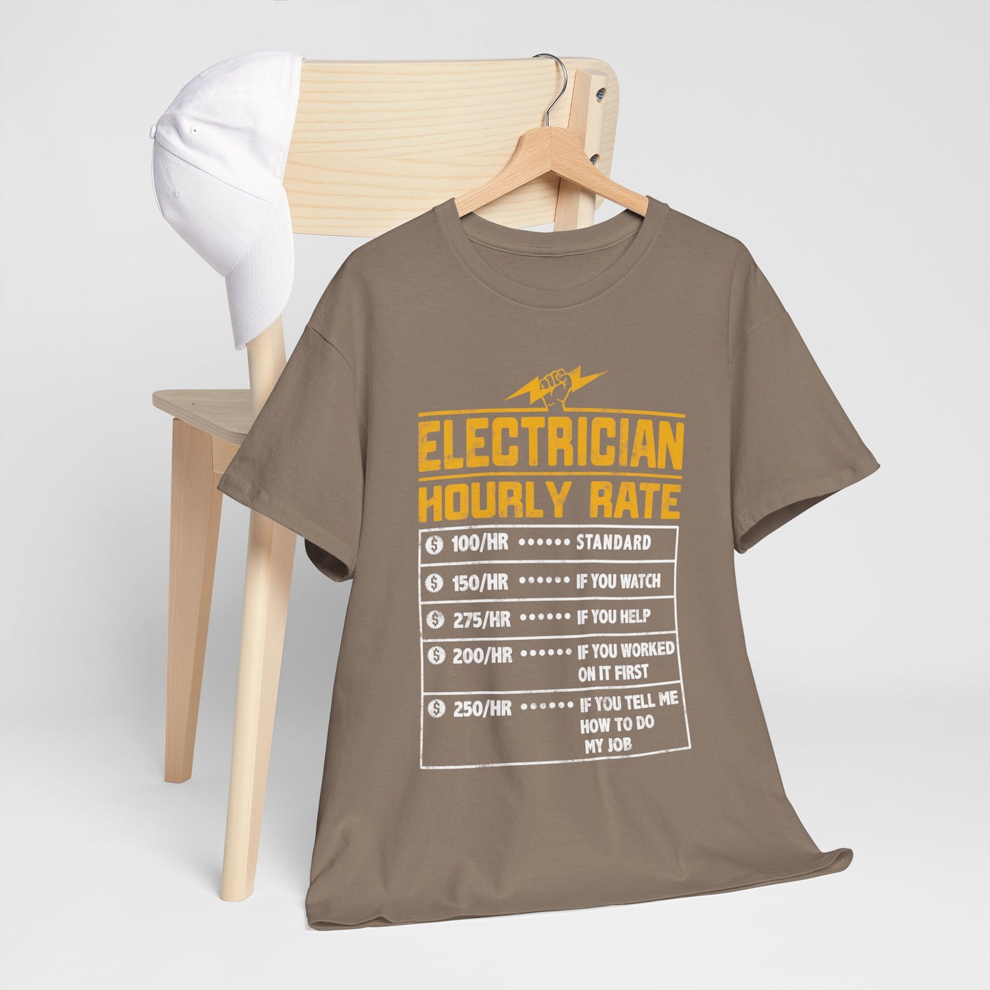 Funny Electrician Hourly Rate gifts for Electrician Unisex Heavy Cotton Tee