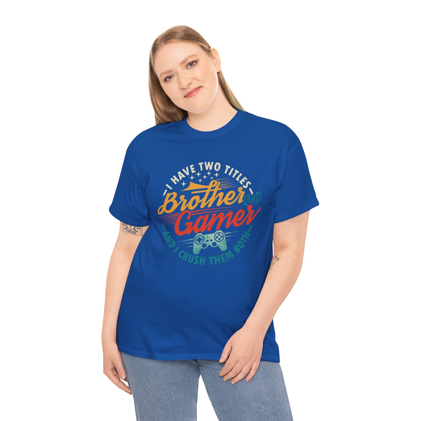 Funny Gamer Vintage Unisex Tee - I Have Two Titles Brother and Gamer Gift