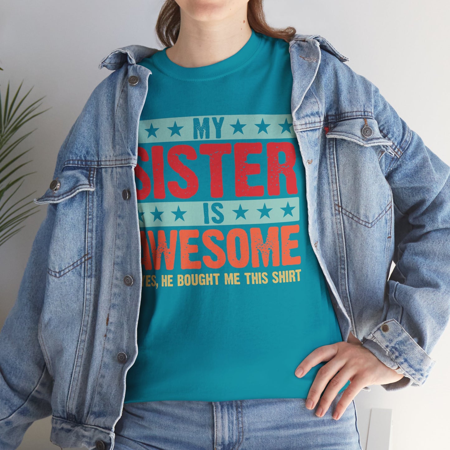 Retro Style My Sister is Awesome Funny Sister Lovers Brother Gift T-Shirt