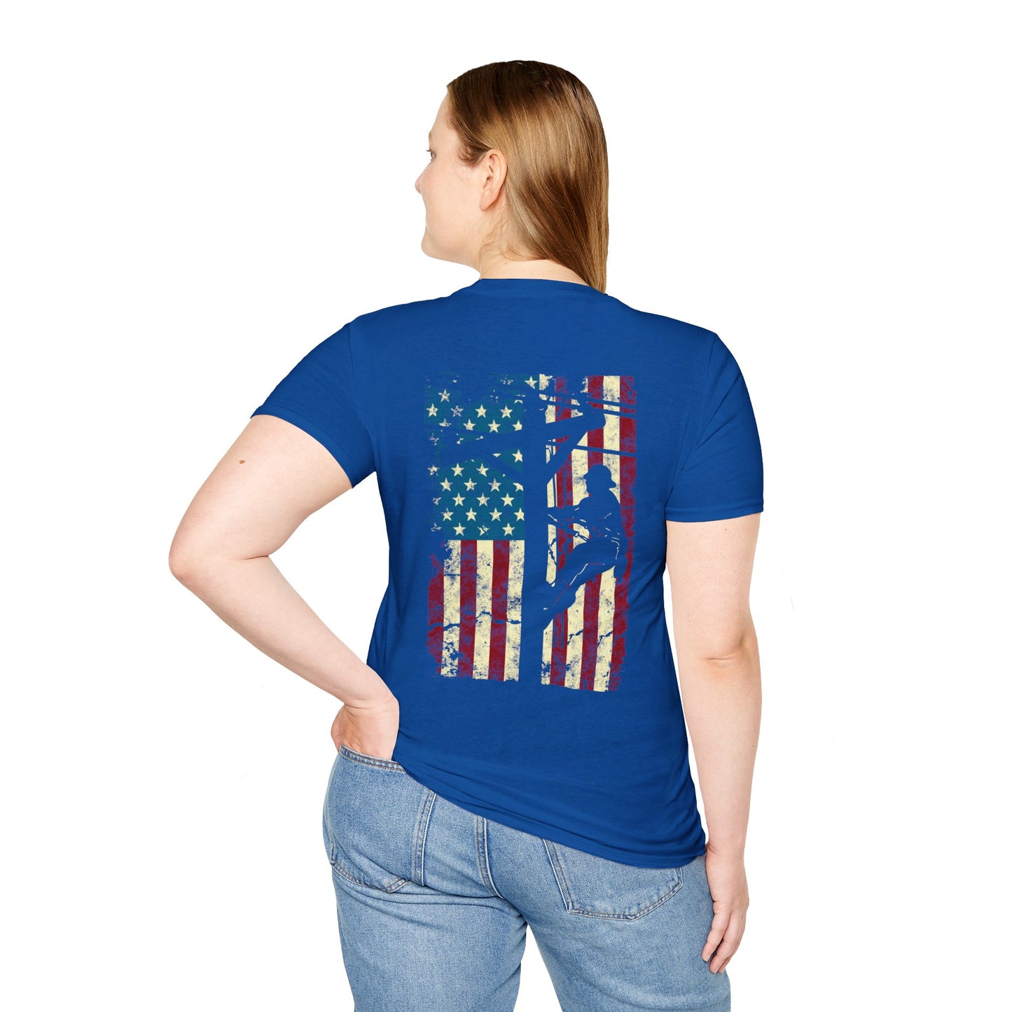 Electric Cable Lineman Distressed Patriotic American Flag Gift