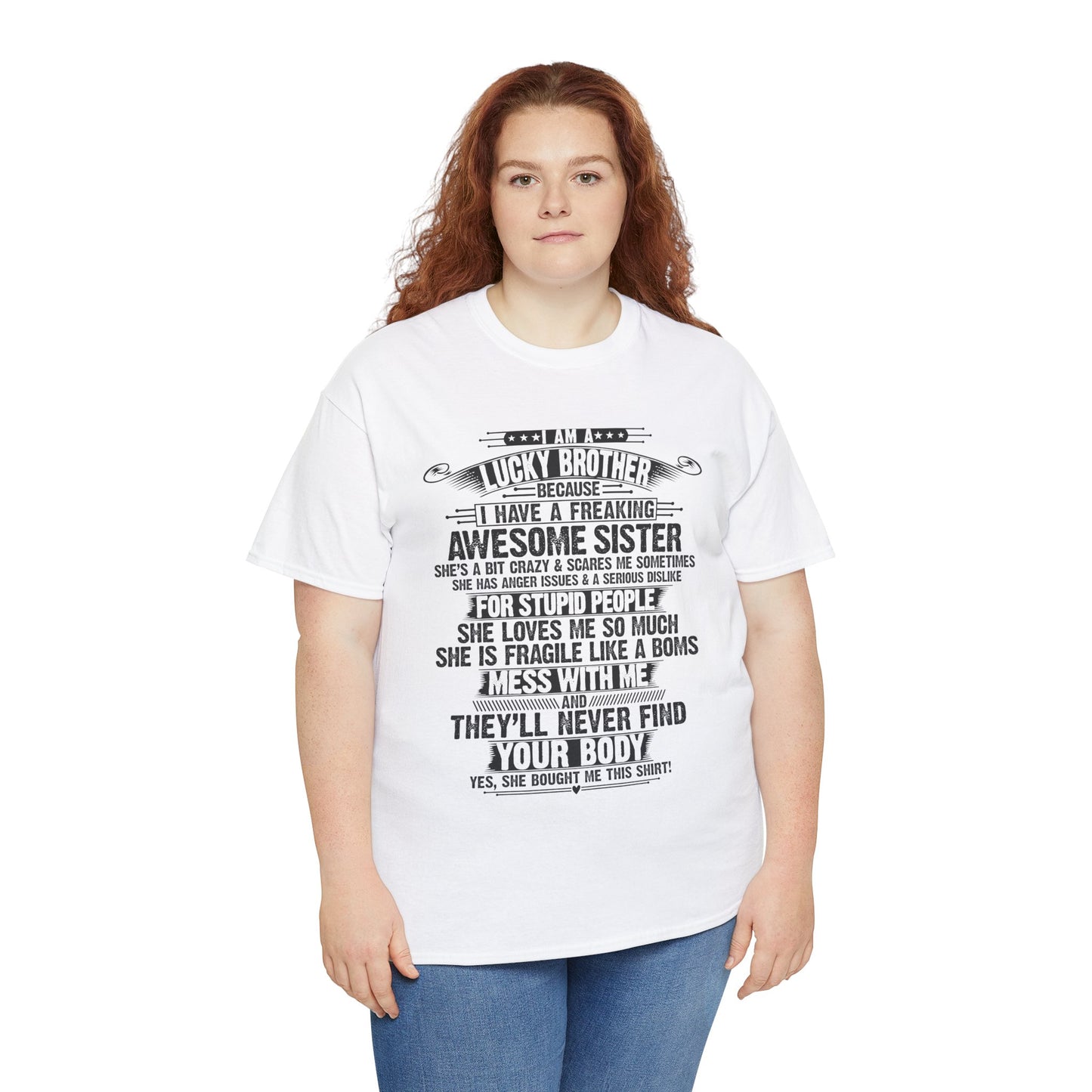 I Am A Lucky Brother Christmas Gift For Brother From Sister T-Shirt