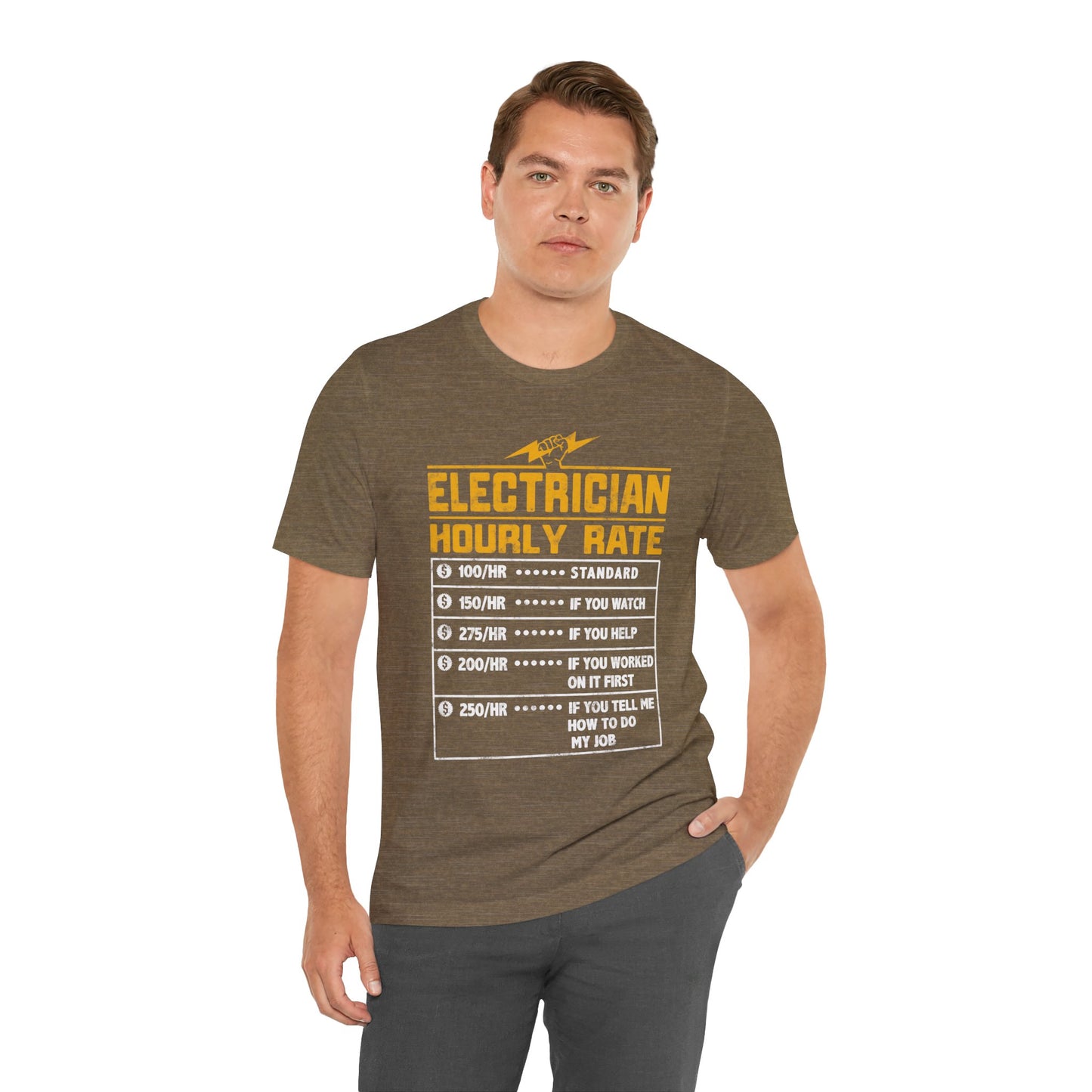 Funny Electrician Hourly Rate Gifts for Electrician Unisex Jersey Short Sleeve Tee