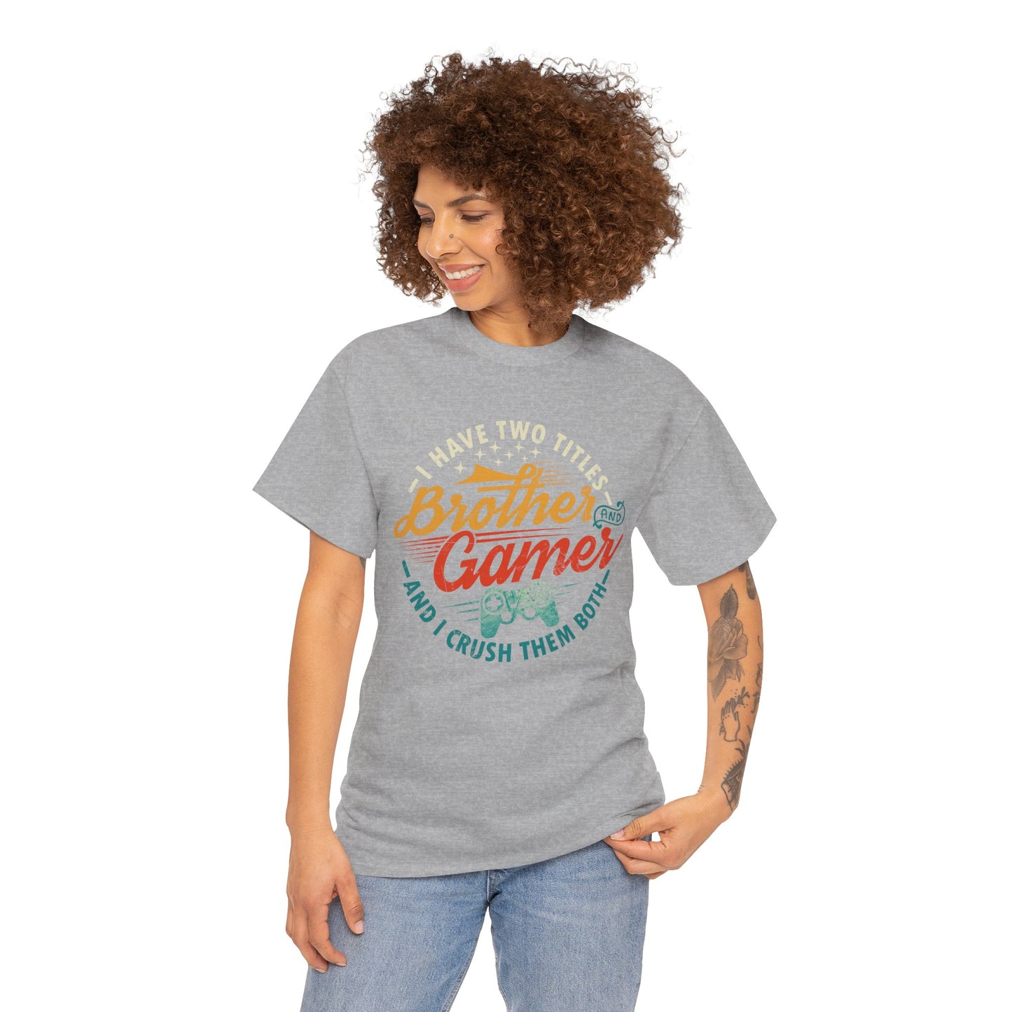 Funny Gamer Vintage Unisex Tee - I Have Two Titles Brother and Gamer Gift