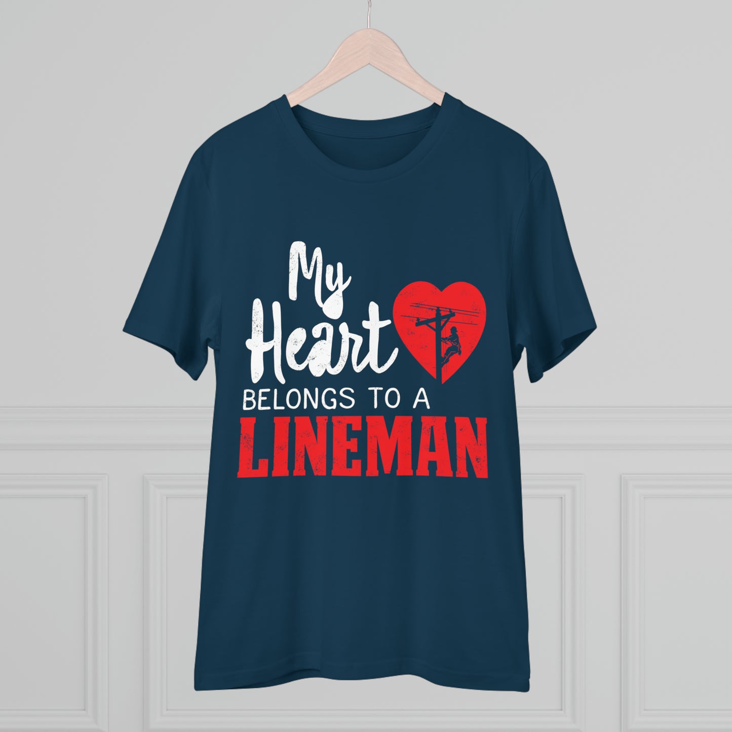 My Heart Belongs to a Electric Cable Lineman Organic Creator T-shirt - Unisex