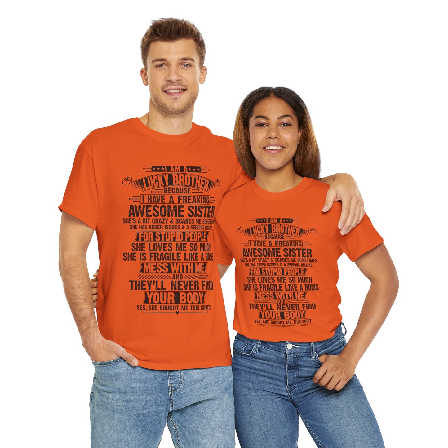 I Am A Lucky Brother Christmas Gift For Brother From Sister T-Shirt