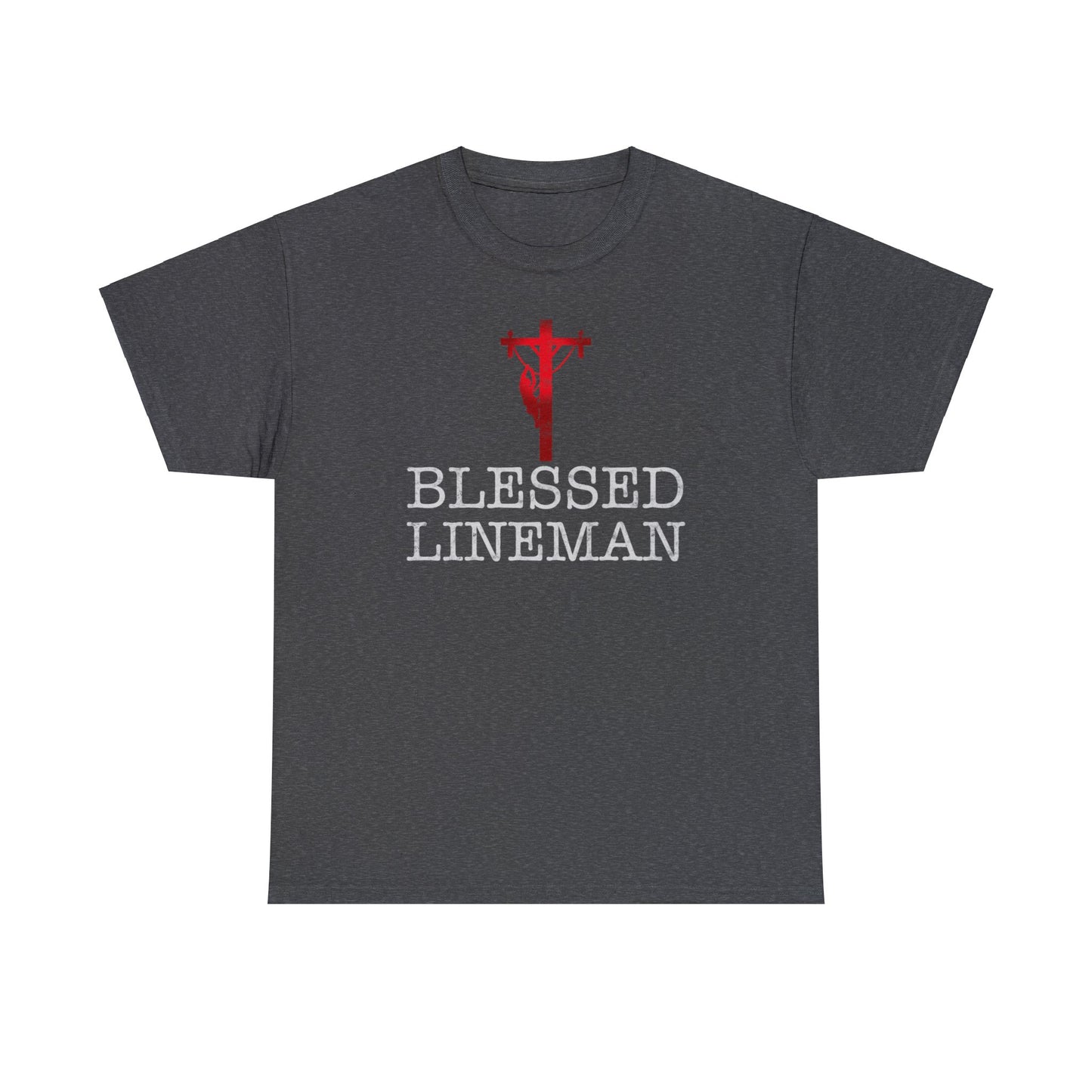 Blessed Lineman gift for Christian Lineman Unisex Heavy Cotton Tee