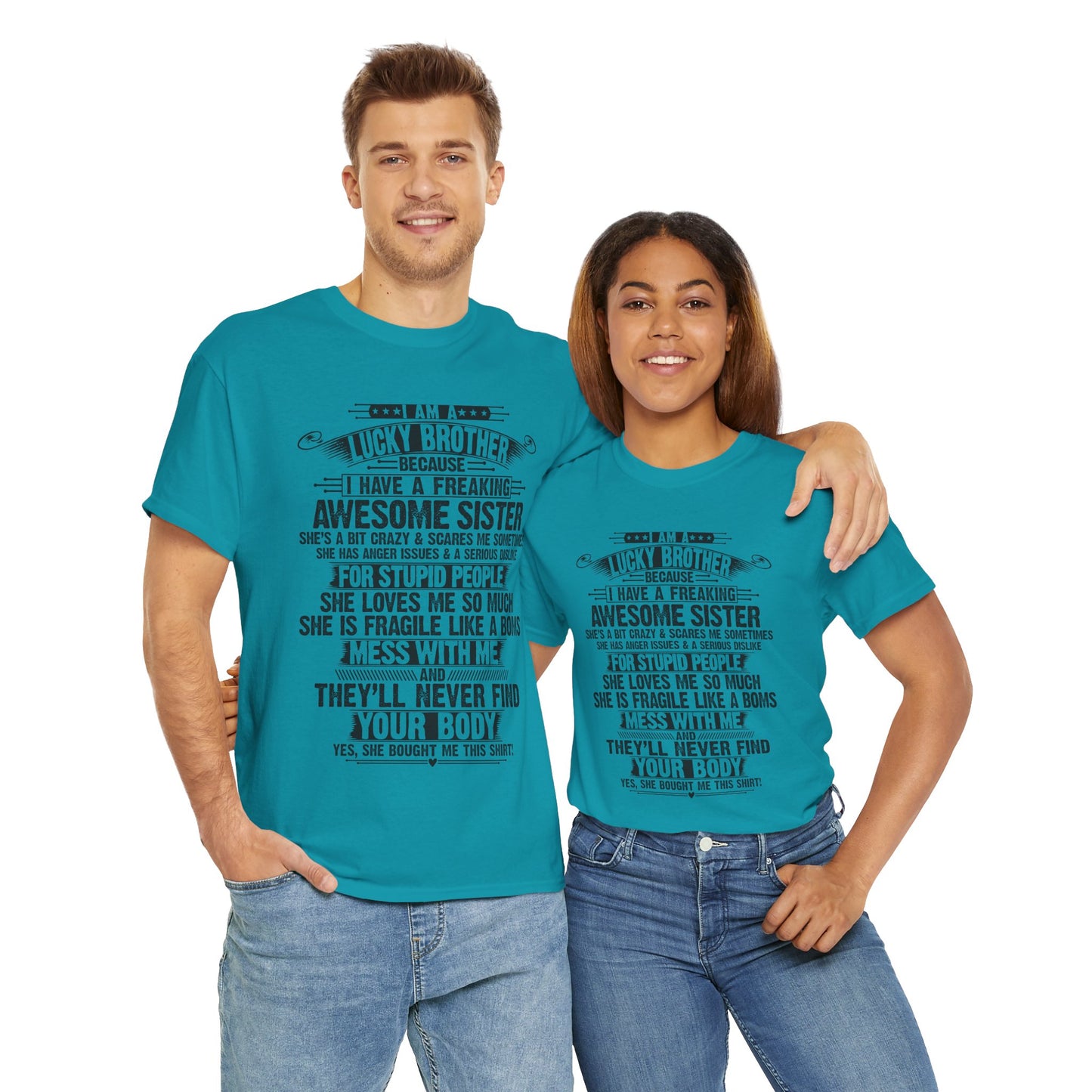 I Am A Lucky Brother Christmas Gift For Brother From Sister T-Shirt