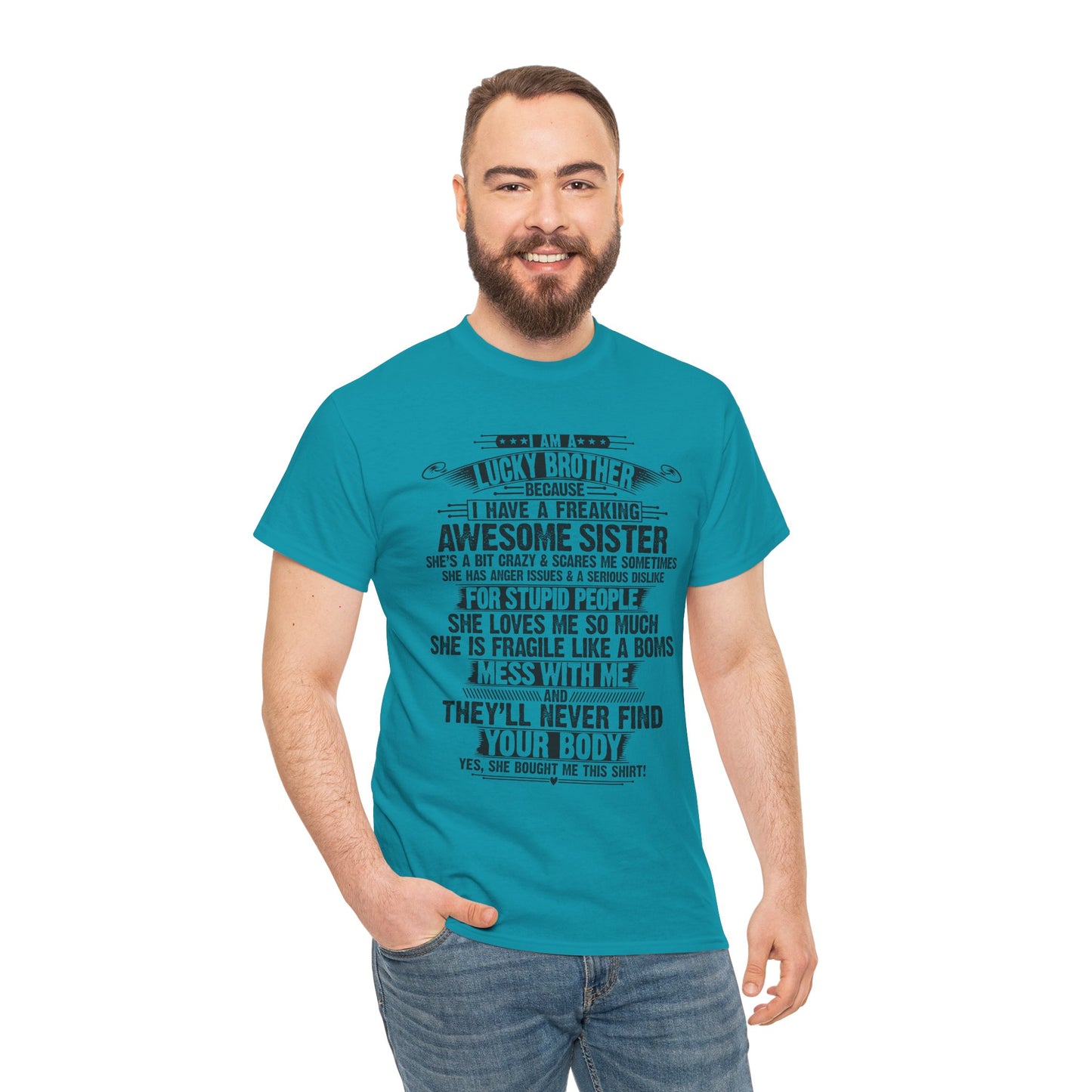 I Am A Lucky Brother Christmas Gift For Brother From Sister T-Shirt
