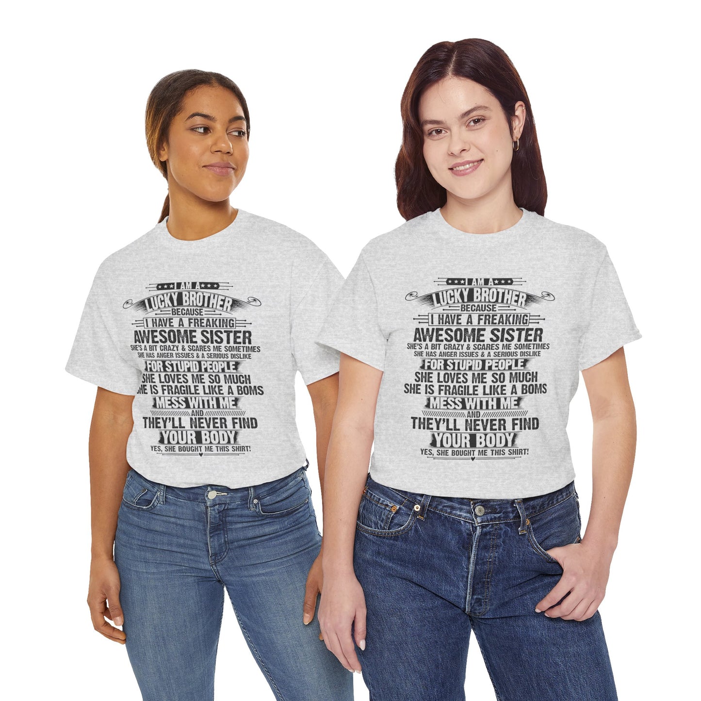 I Am A Lucky Brother Christmas Gift For Brother From Sister T-Shirt