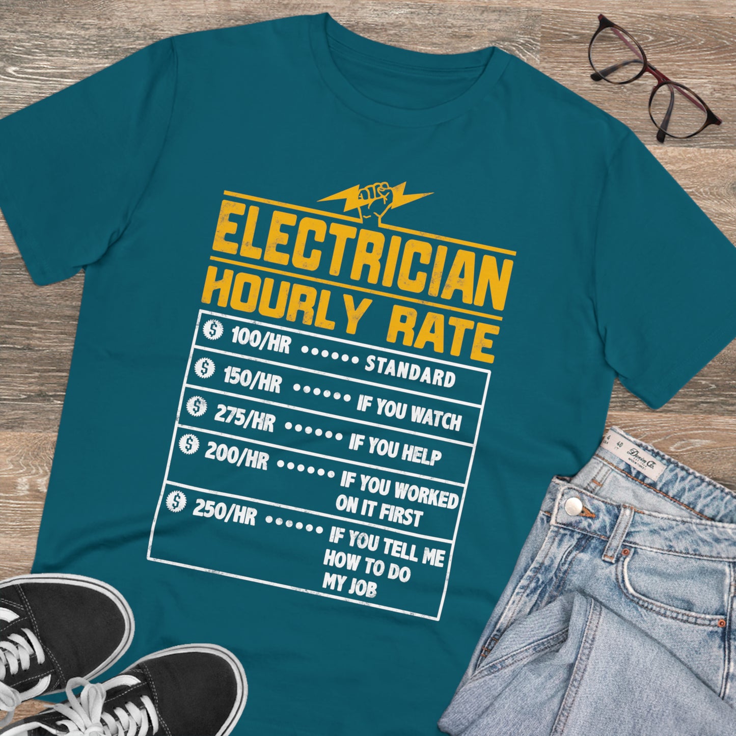 Funny Electrician Hourly Rate gifts for Electrician Organic Creator T-shirt - Unisex