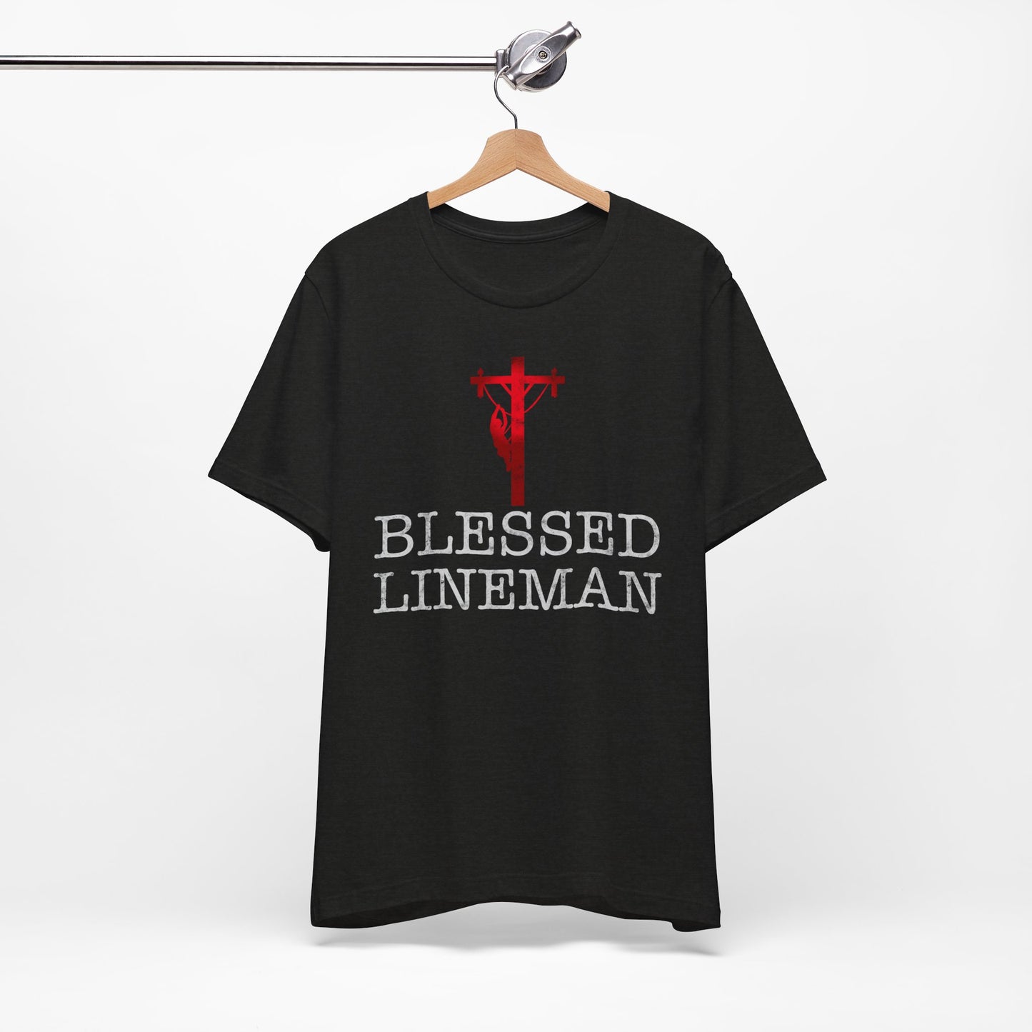 Blessed Lineman gift for Christian Lineman Unisex Jersey Short Sleeve Tee