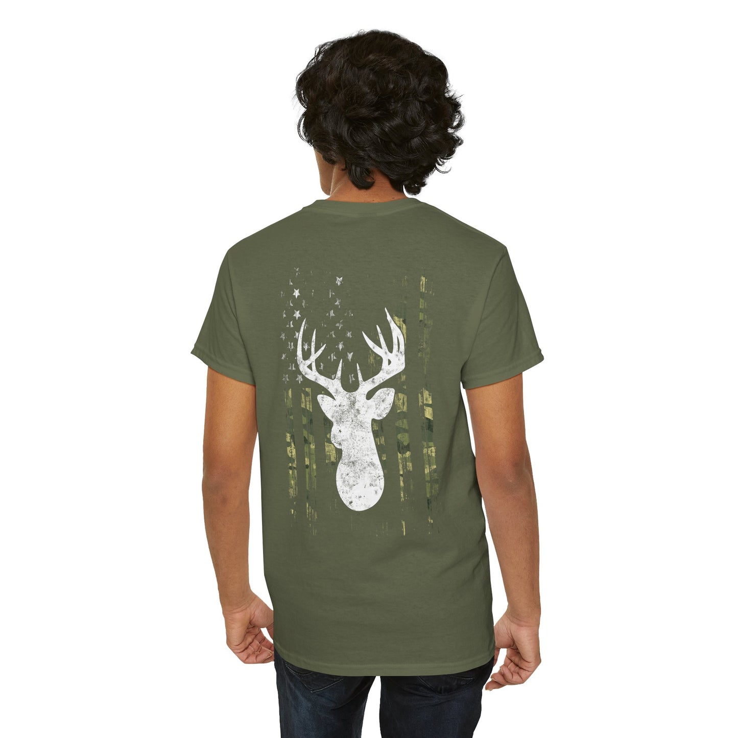 Camouflage USA Flag Whitetail Buck Tee