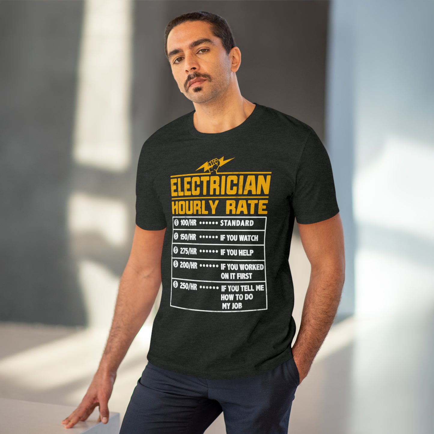 Funny Electrician Hourly Rate gifts for Electrician Organic Creator T-shirt - Unisex