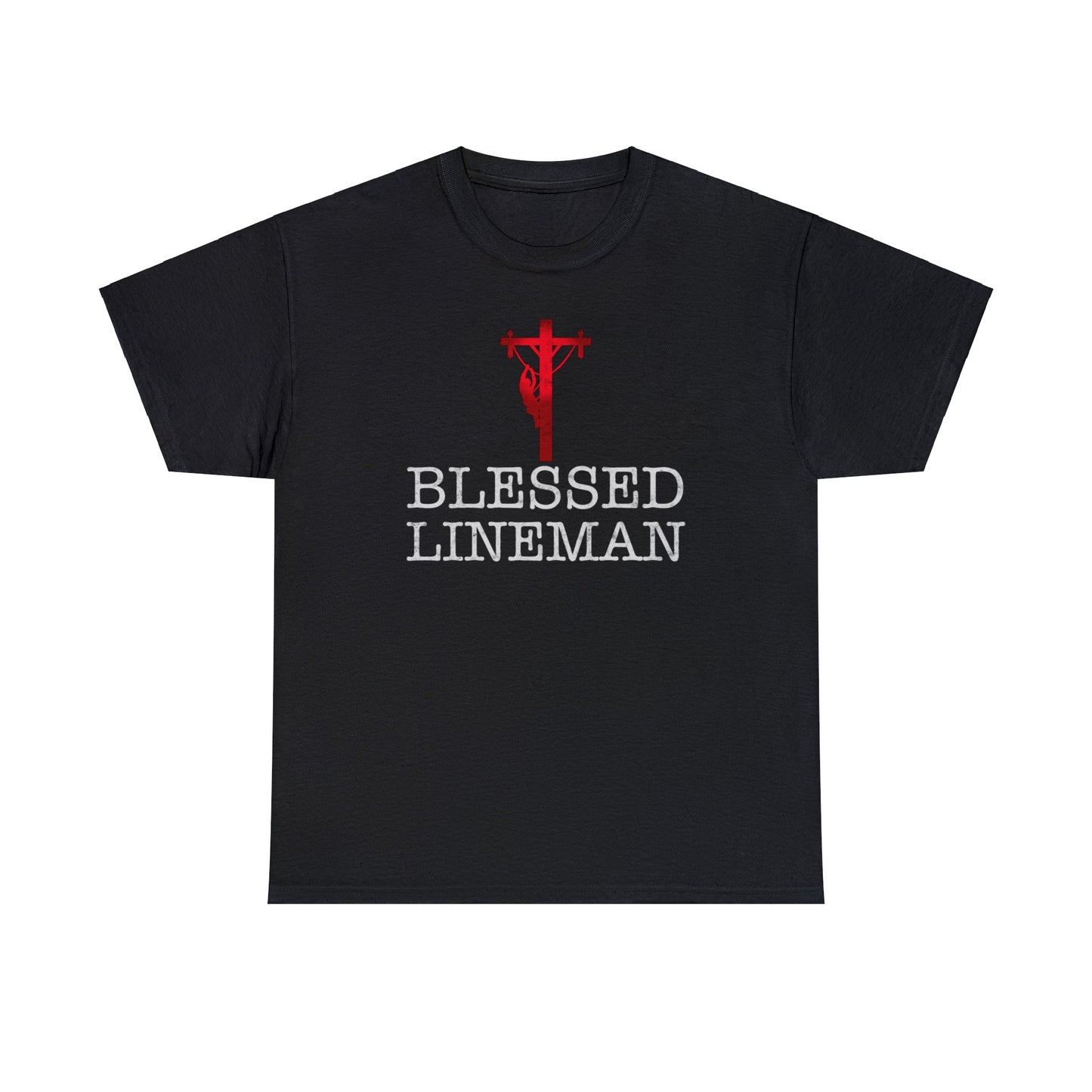 Blessed Lineman gift for Christian Lineman Unisex Heavy Cotton Tee