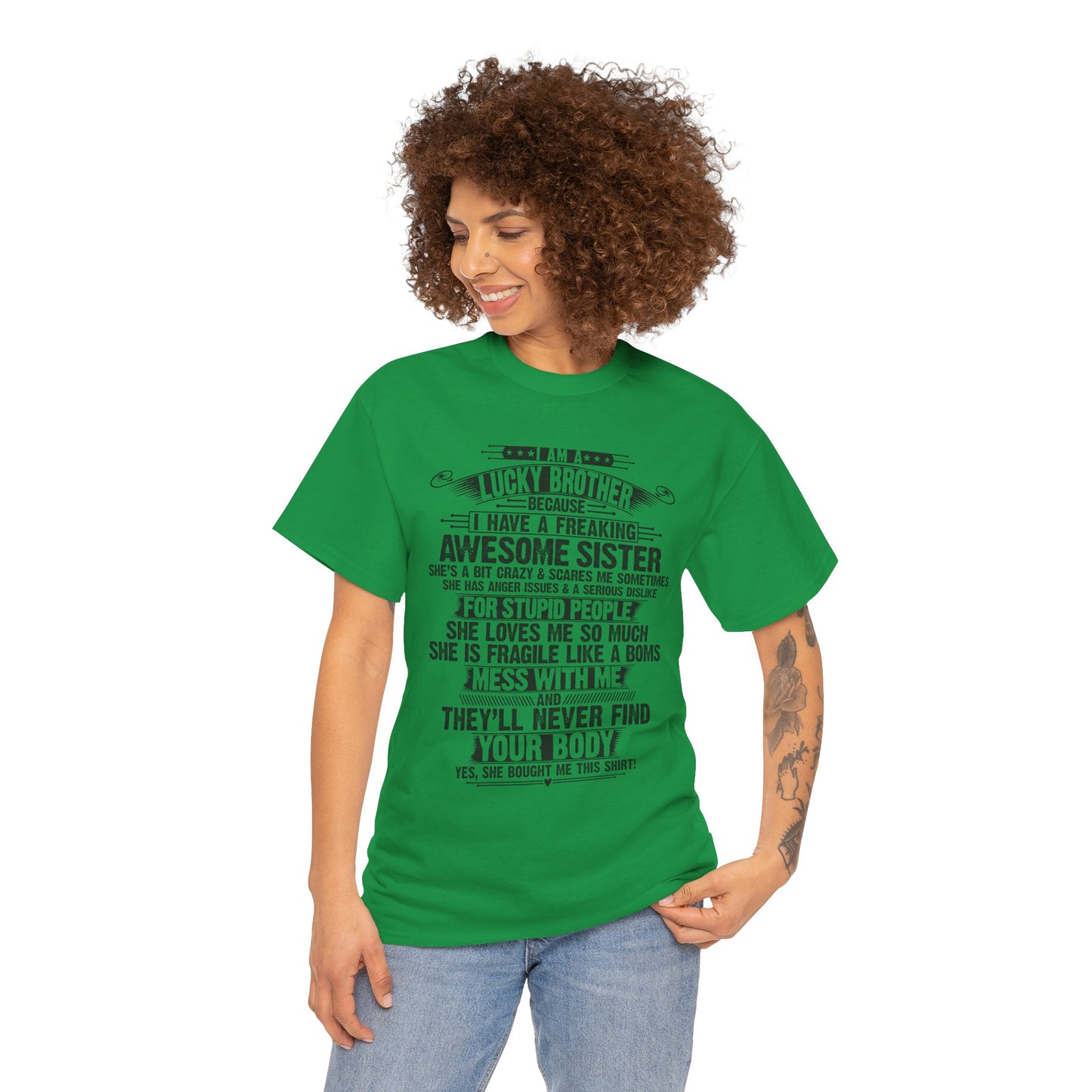 I Am A Lucky Brother Christmas Gift For Brother From Sister T-Shirt