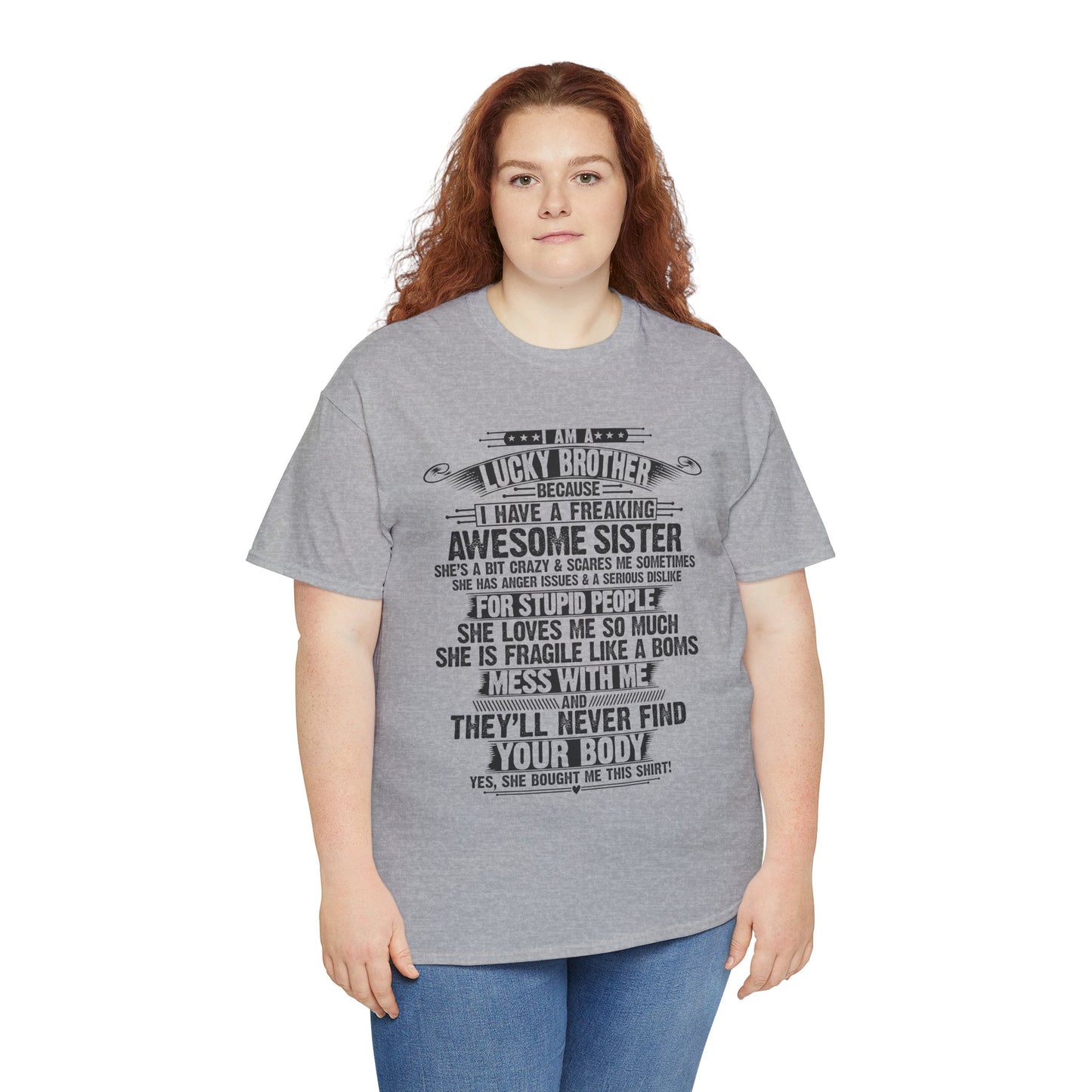 I Am A Lucky Brother Christmas Gift For Brother From Sister T-Shirt
