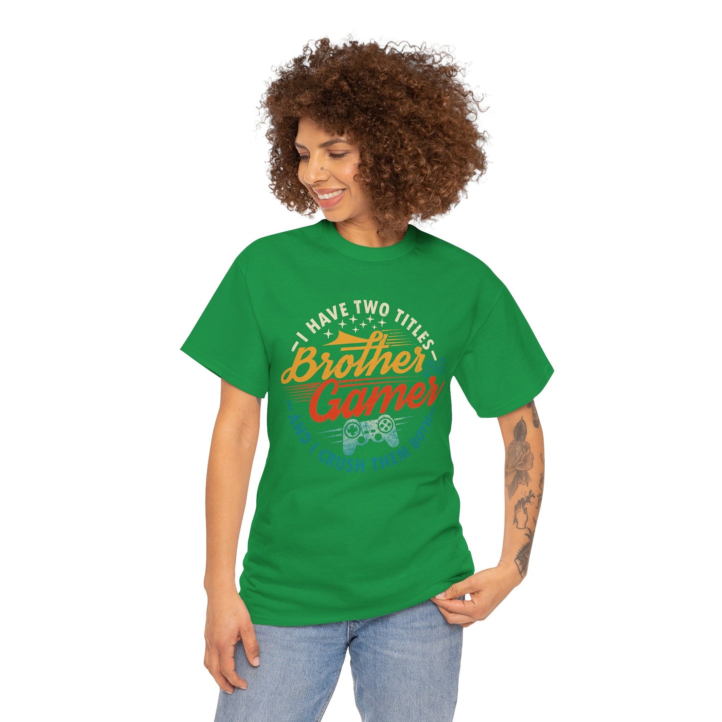 Funny Gamer Vintage Unisex Tee - I Have Two Titles Brother and Gamer Gift