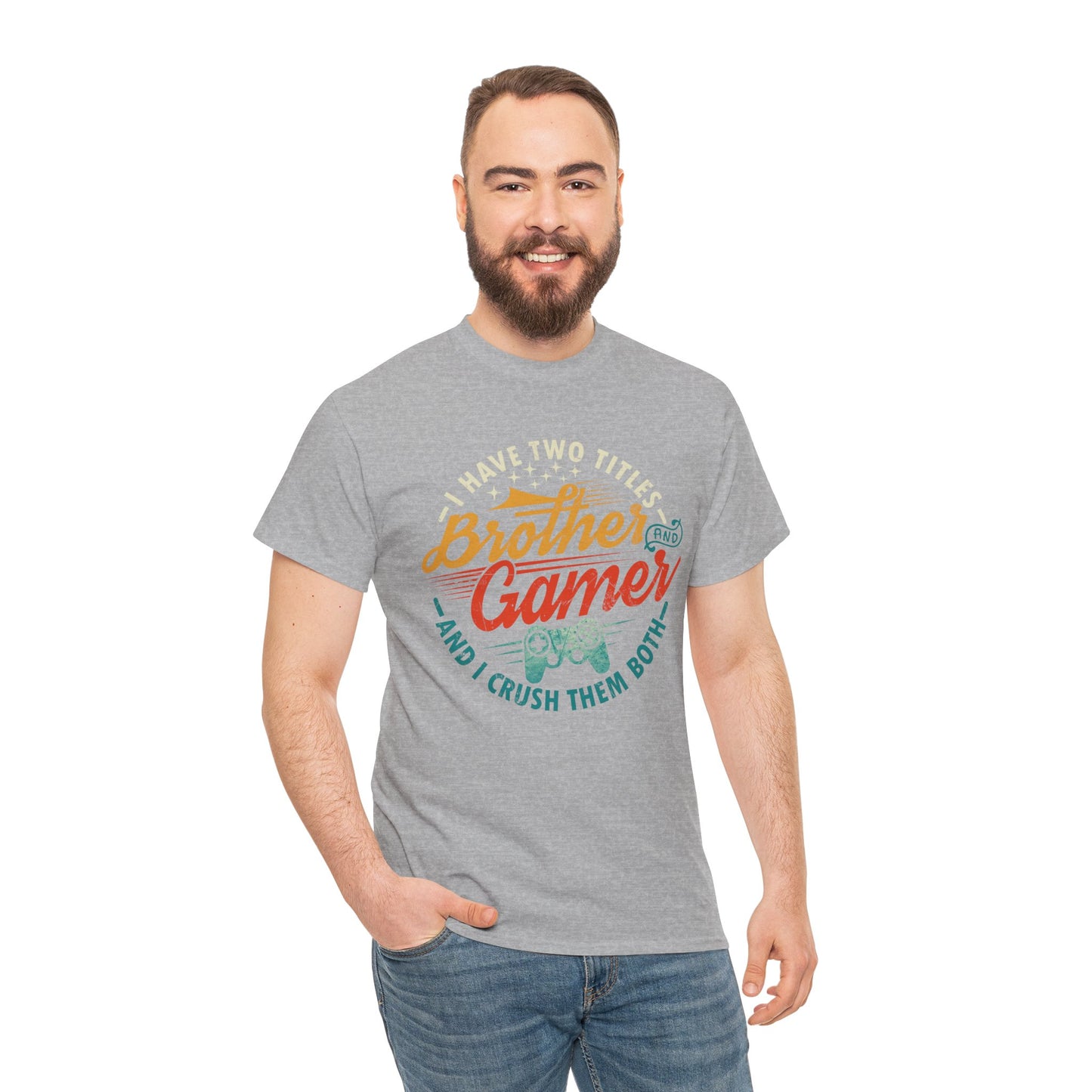 Funny Gamer Vintage Unisex Tee - I Have Two Titles Brother and Gamer Gift