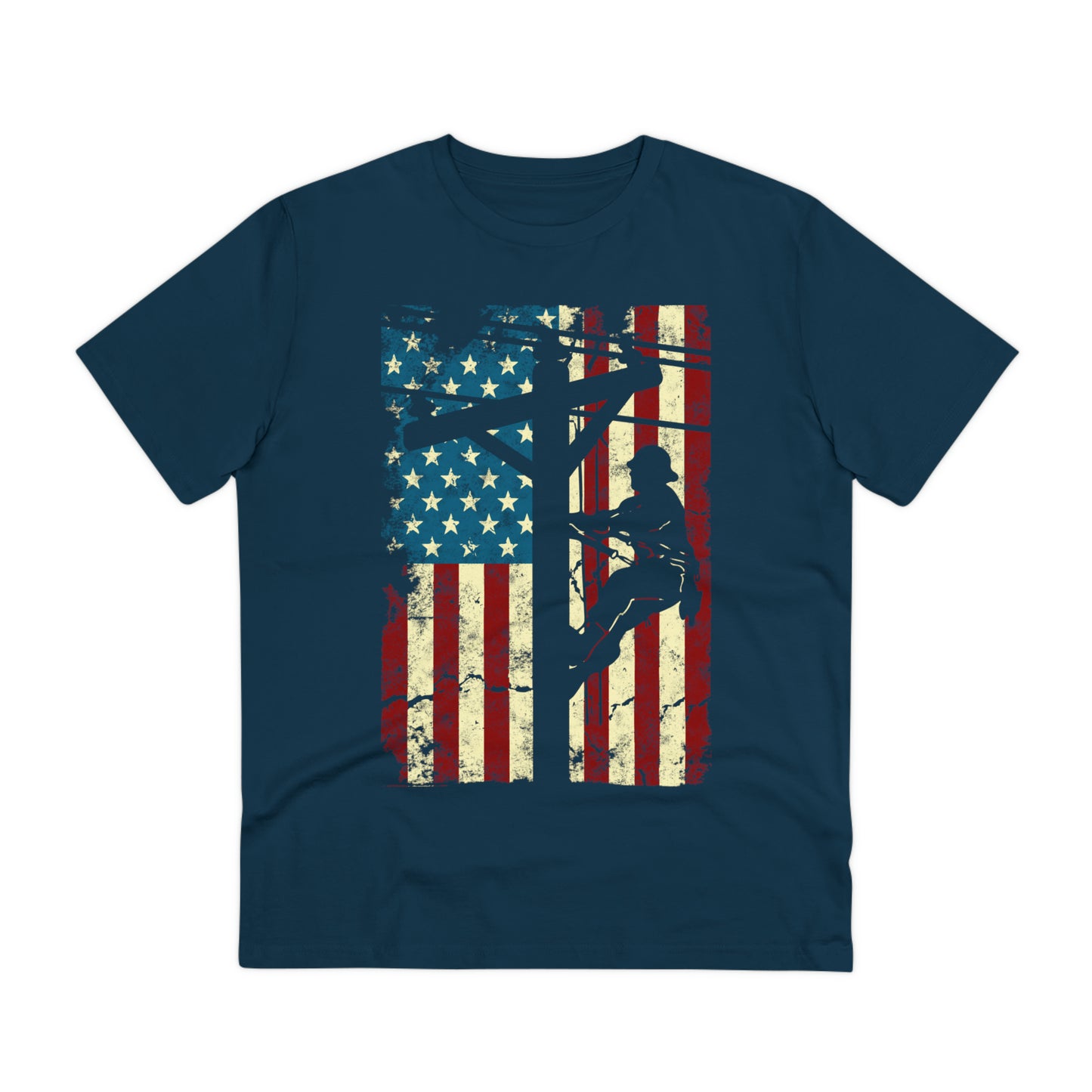 American Flag Electric Cable Lineman Organic Creator T-shirt - Unisex