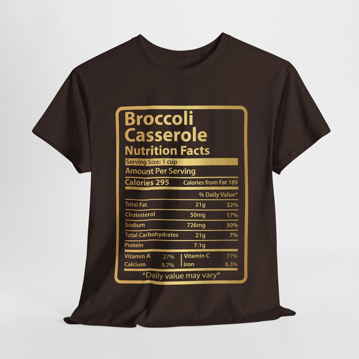 Funny Broccoli Casserole Nutrition Facts Gift Tee