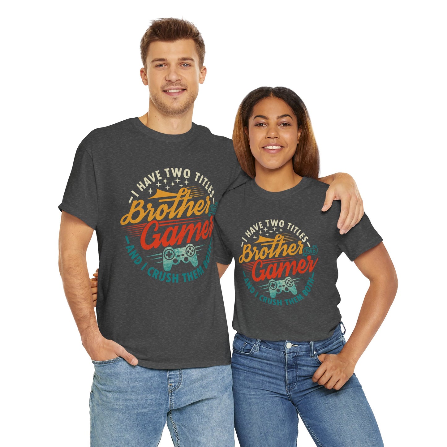 Funny Gamer Vintage Unisex Tee - I Have Two Titles Brother and Gamer Gift