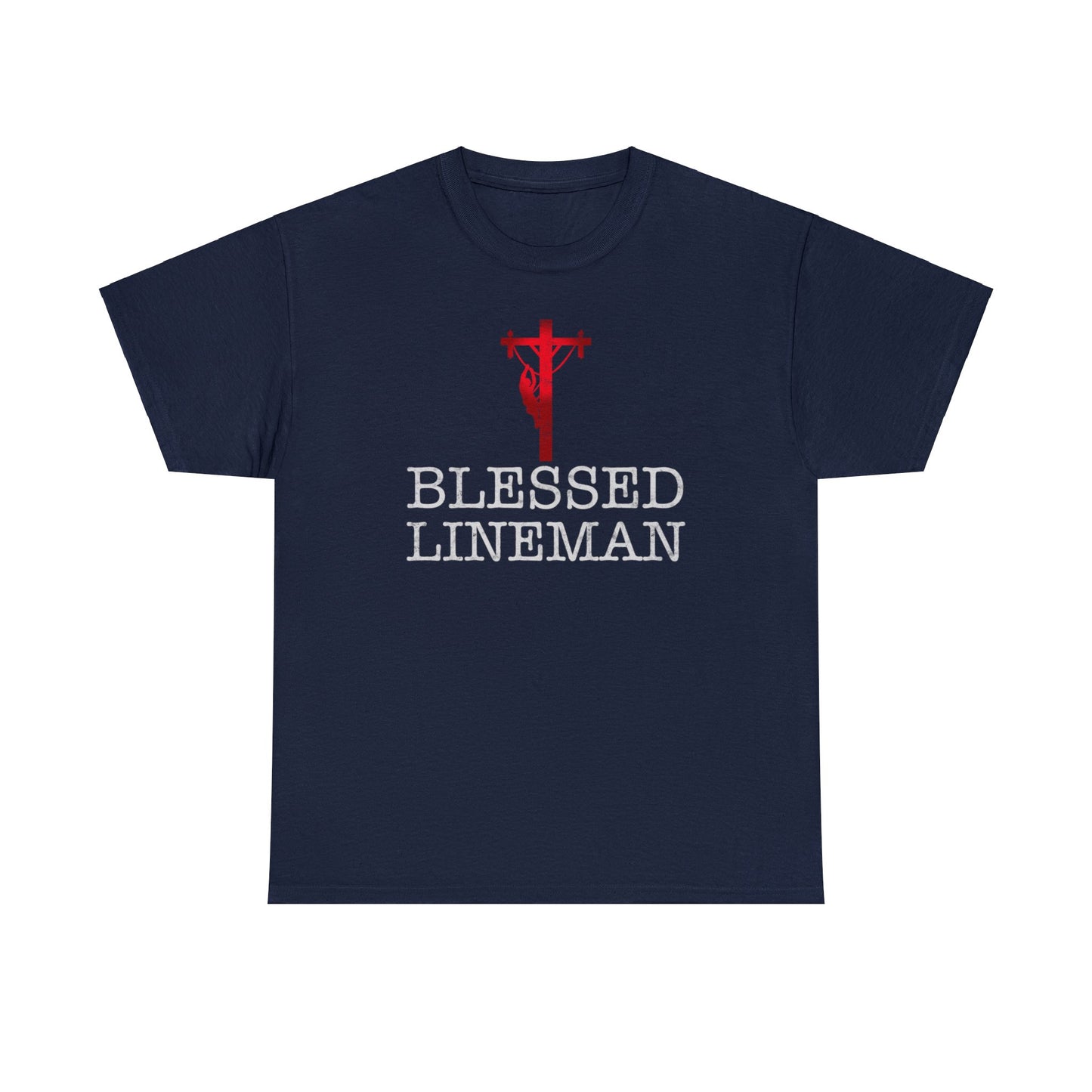 Blessed Lineman gift for Christian Lineman Unisex Heavy Cotton Tee