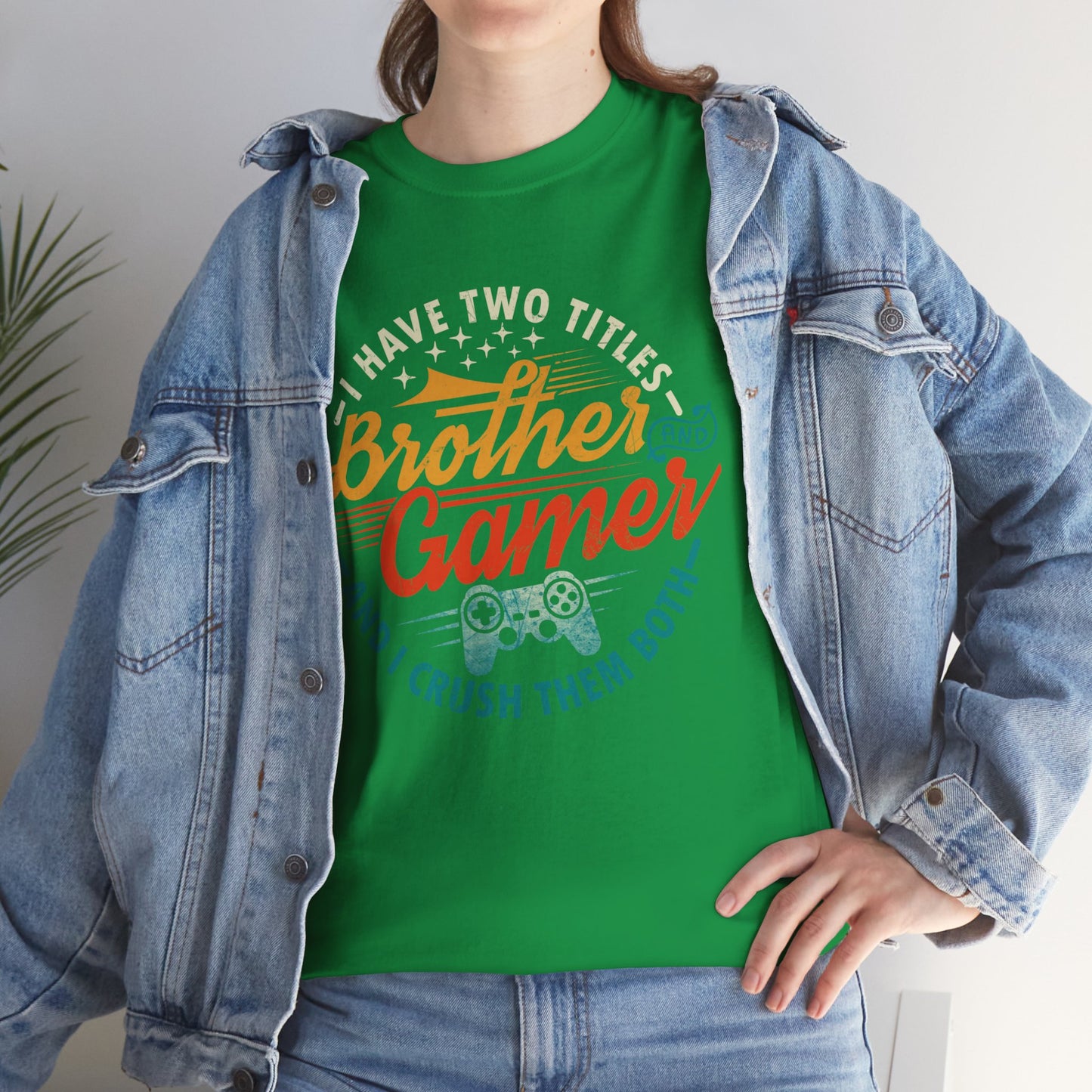 Funny Gamer Vintage Unisex Tee - I Have Two Titles Brother and Gamer Gift