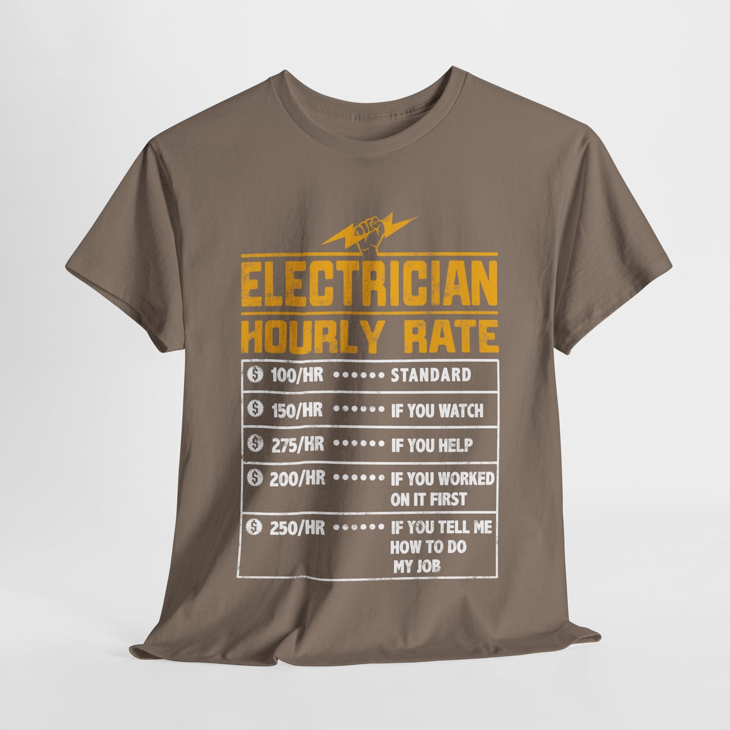 Funny Electrician Hourly Rate gifts for Electrician Unisex Heavy Cotton Tee