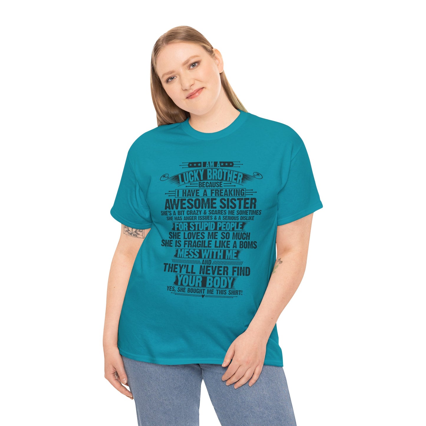 I Am A Lucky Brother Christmas Gift For Brother From Sister T-Shirt