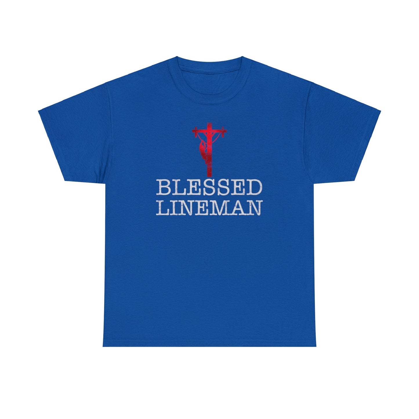 Blessed Lineman gift for Christian Lineman Unisex Heavy Cotton Tee