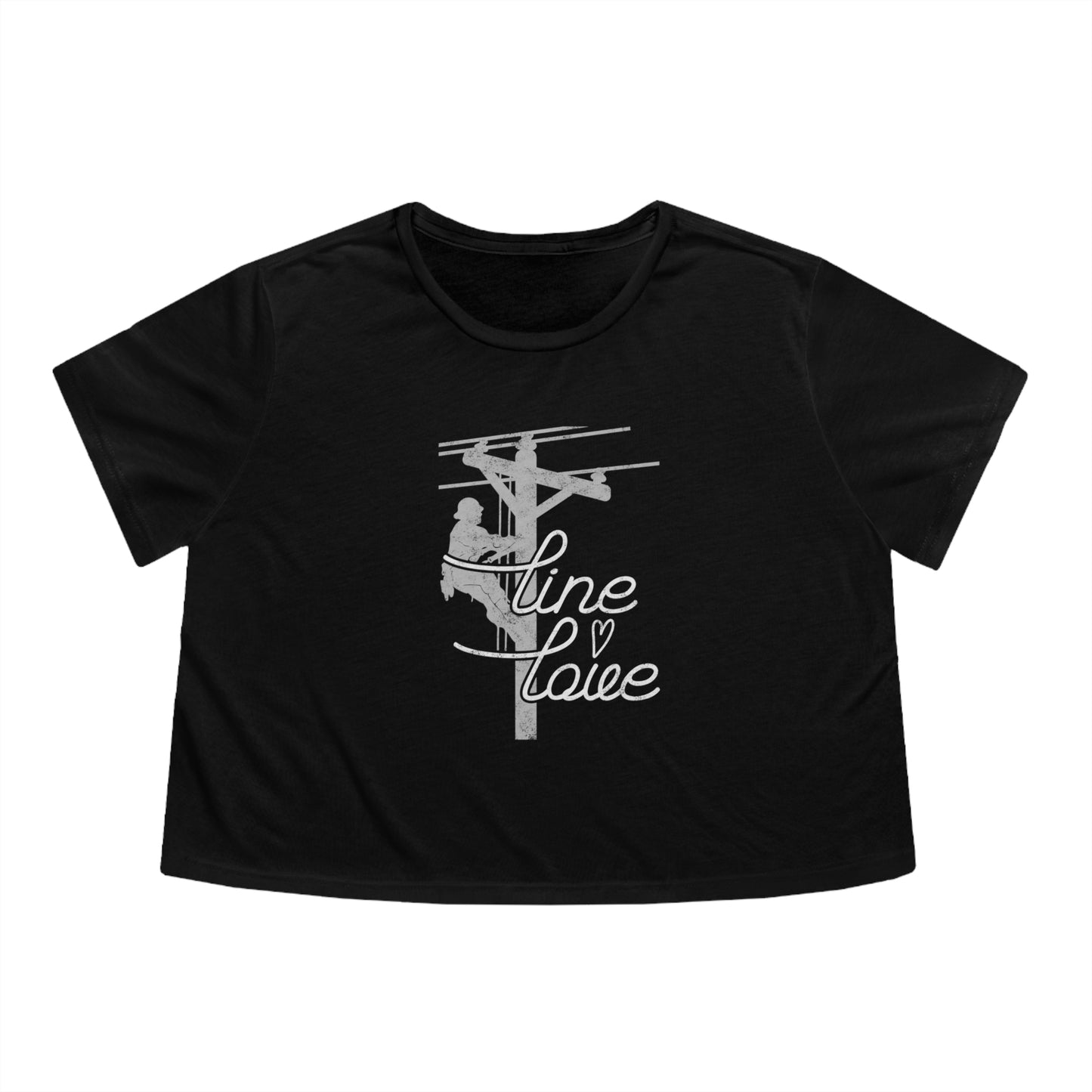 Line Love Electrical Lineman's Wife Women's Flowy Cropped Tee