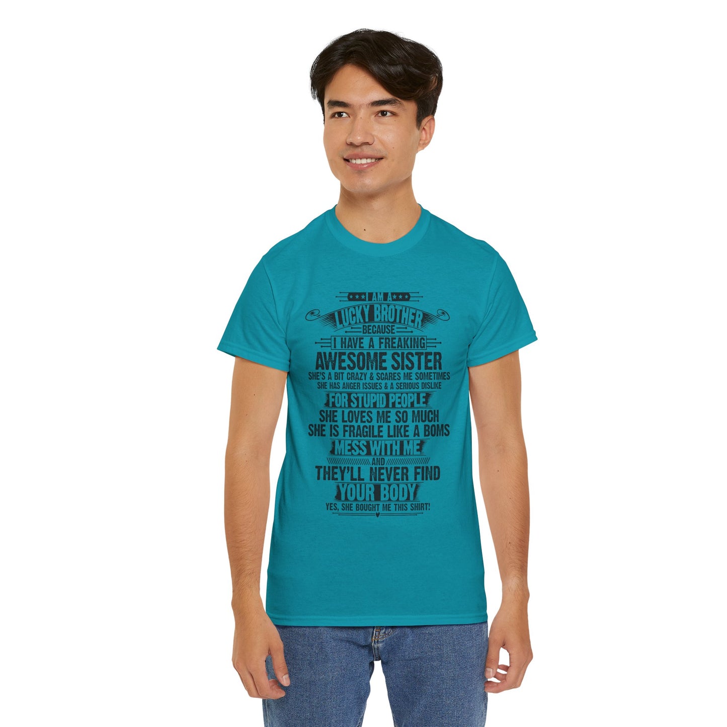 I Am A Lucky Brother Christmas Gift For Brother From Sister T-Shirt